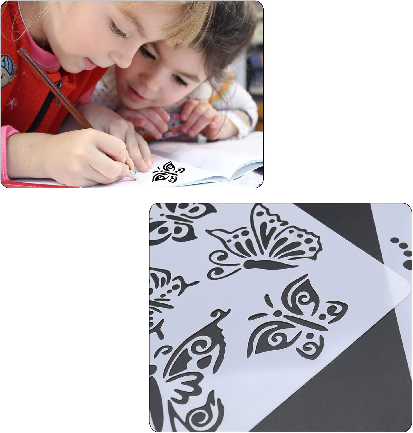 Emsea 20Pcs Flower Stencil for Painting Drawing Templates Flower Butterfly Floral Templates Reusable Painting Stencils for Drawing on Wood Canvas Floor Wall Home Decor image number 2