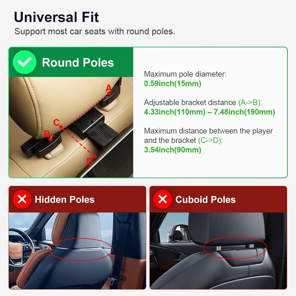 XTRONS 14 Inch Rotatable IPS Car Touch Screen Car Headrest Monitor, Android 11 Car TV Tablet for Back Seat, Car Video Player Portable TV for Car, Support Netflix/Youtube, 4K Video, Wifi, HDMI image number 4