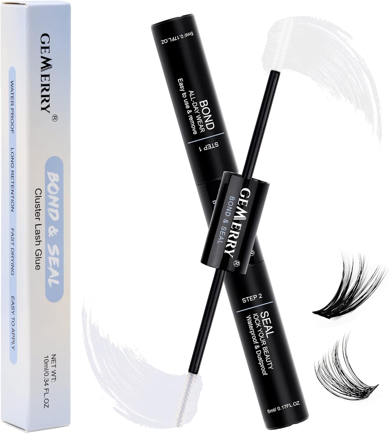 GEMERRY Lash Bond and Seal Eyelash Glue Cluster Lash Glue Clear Individual Lash Glue Lash Glue for DIY Eyelash Extensions Waterproof 48 Hours Longwear Latex-Free Overnight Beginner Friendly image number 4
