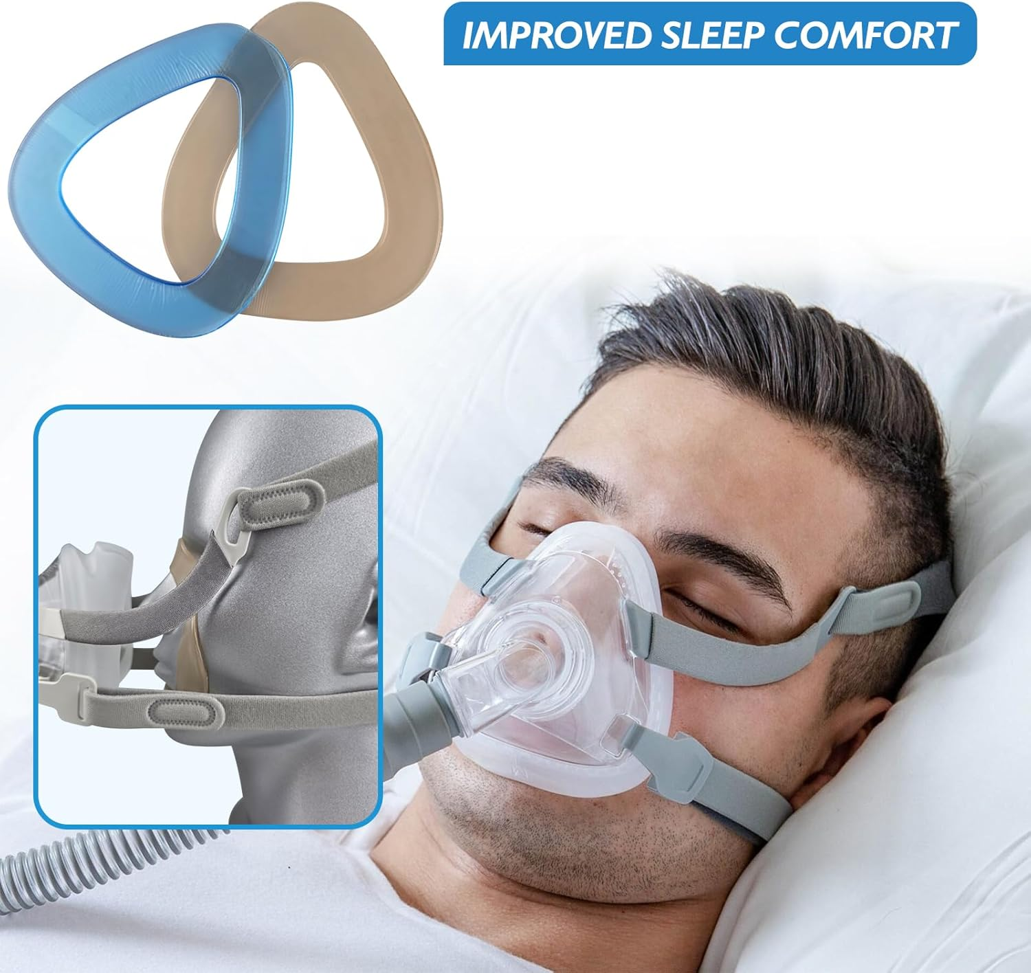 Upgrade CPAP Nose Pads Mask Liners for CPAP Full Face Mask Bipap Nasal Gel Pads for Sleep Apnea Users 2 Packs CPAP Supplies Full Face Mask Nose Gel Pads &ndash; Standard image number 3