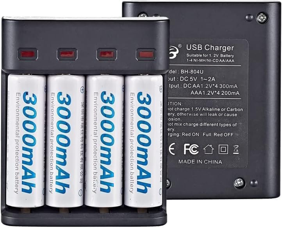 4 Slot Battery Charger for AA/AAA Batteries Nimh Battery Charger USB Universal Rechargeable Battery Charger image number 4