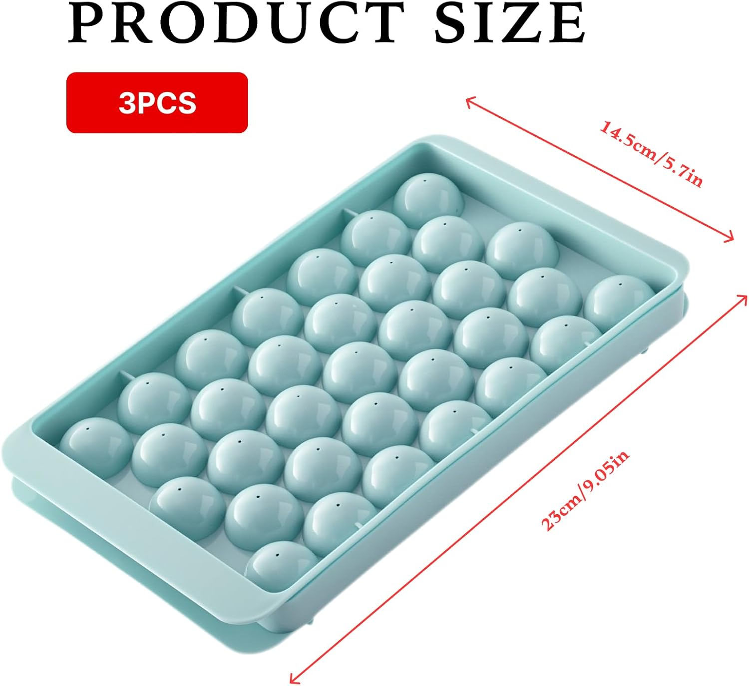 Fortuneglobe 3-Pack Ice Ball Tray Set &ndash; 99-Piece Sphere Mold for Freezer (33 Balls/Tray, Hard Plastic) image number 1