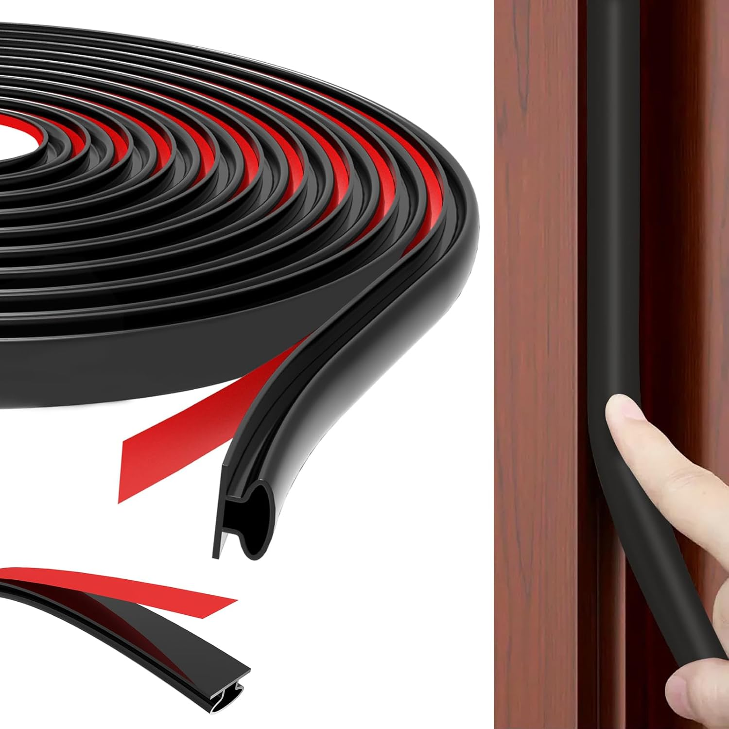 6M White D-Shape Rubber Door Sealing Strip, Self-Adhesive Soundproof Door Seal, Insulation Draught Excluder Tape for Doors Windows, Door Weather Stripping Replacement for 2.5-6Mm Gap