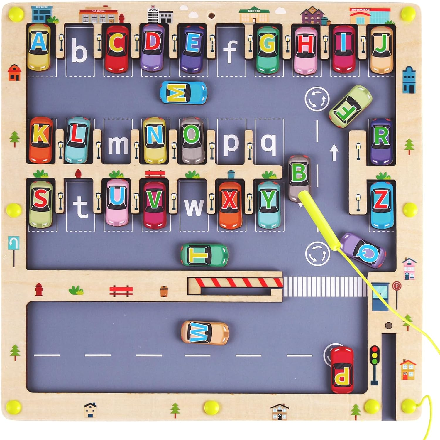 Magnetic Alphabet Maze &ndash; Parking Lot and Alphabet Maze Fun Learning Toys for Toddlers 3-4-6 Years Old ， Puzzle Toys for Letter and Color Recognition, Dexterity image number 2