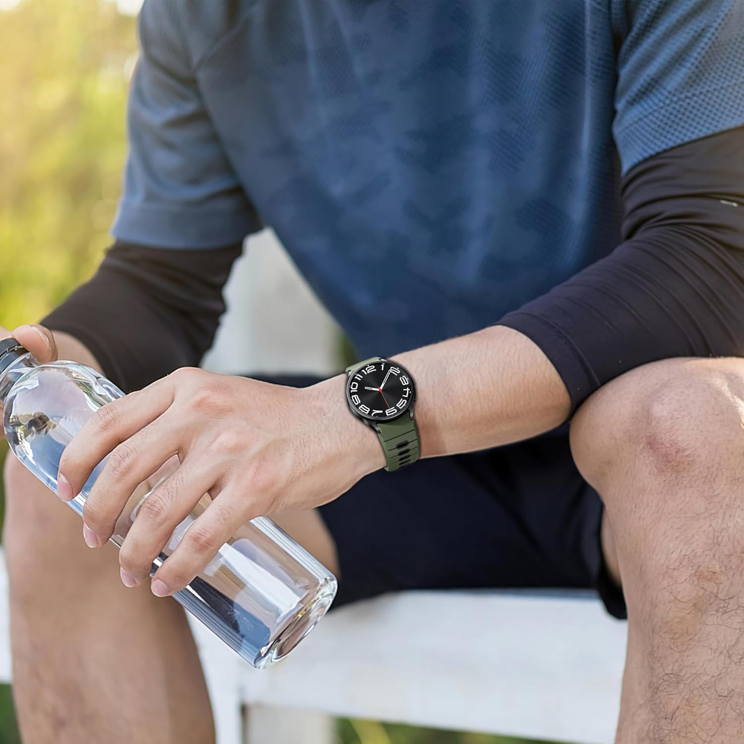 Silicone Band for Samsung Galaxy Watch 7/6/5/4 Band 40Mm 44Mm/Galaxy Watch 6 Classic 47Mm 43Mm/Watch 4 Classic 46Mm 42Mm/Fe 40Mm Men Women, Rugged No Gap Sport Band for Samsung Watch 5 Pro 45Mm image number 4