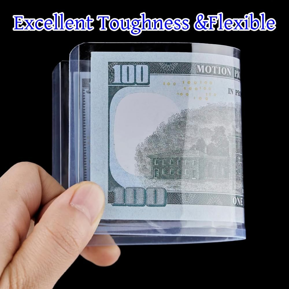 10PCS Bill Clear Holders, PVC Currency Display Sleeves Clear Paper Money Collection Supplies Pages Protect Page for Money Collection, Currency Protect, Regular Bills Protector Case (6.9 X 2.95 Inch) image number 2