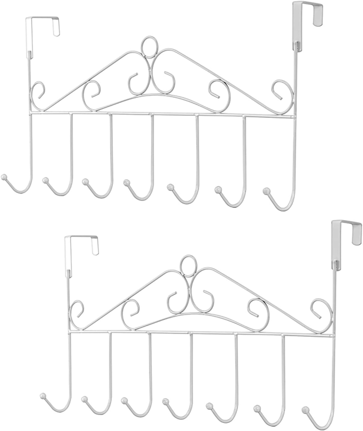 Eywlwaar Gold over the Door Hooks 7 Hanger Rack Heavy Decorative Metal Rack for Home Use Hats Coats Key Bag Clothes Scarfs Hooks (Golden)