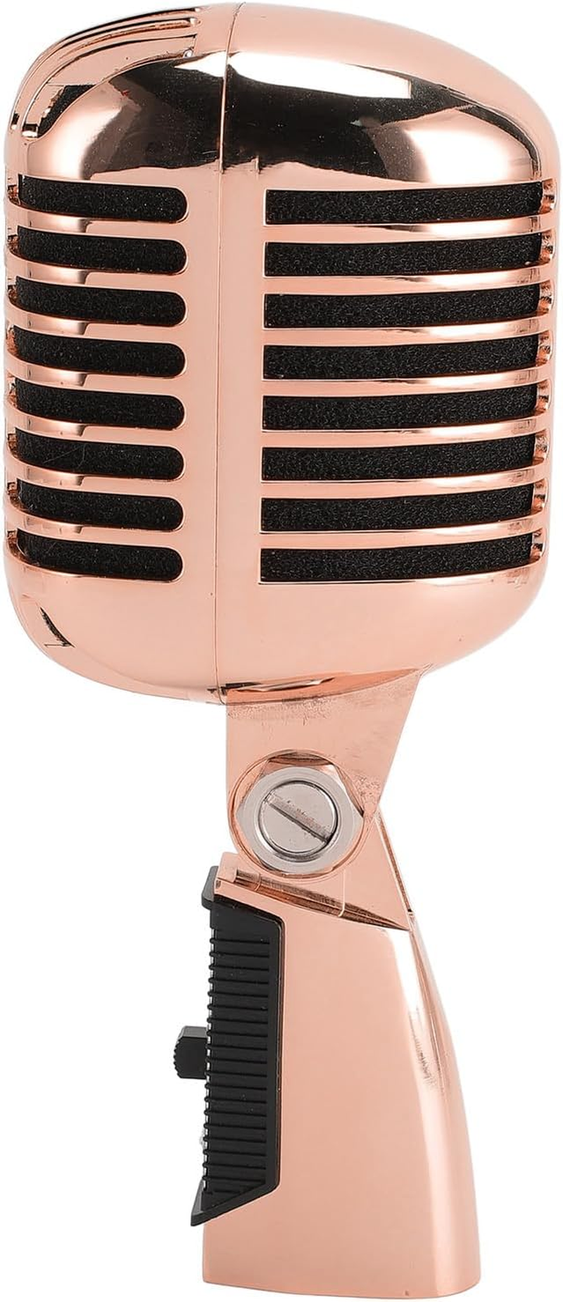 Vintage Dynamic Microphone, Microphone for Singing, Self Tensioning Swivel Rack, Classic Retro Dynamic Vocal Mic for Stage Performances, Recording Studios,Etc (Rose Gold) image number 4