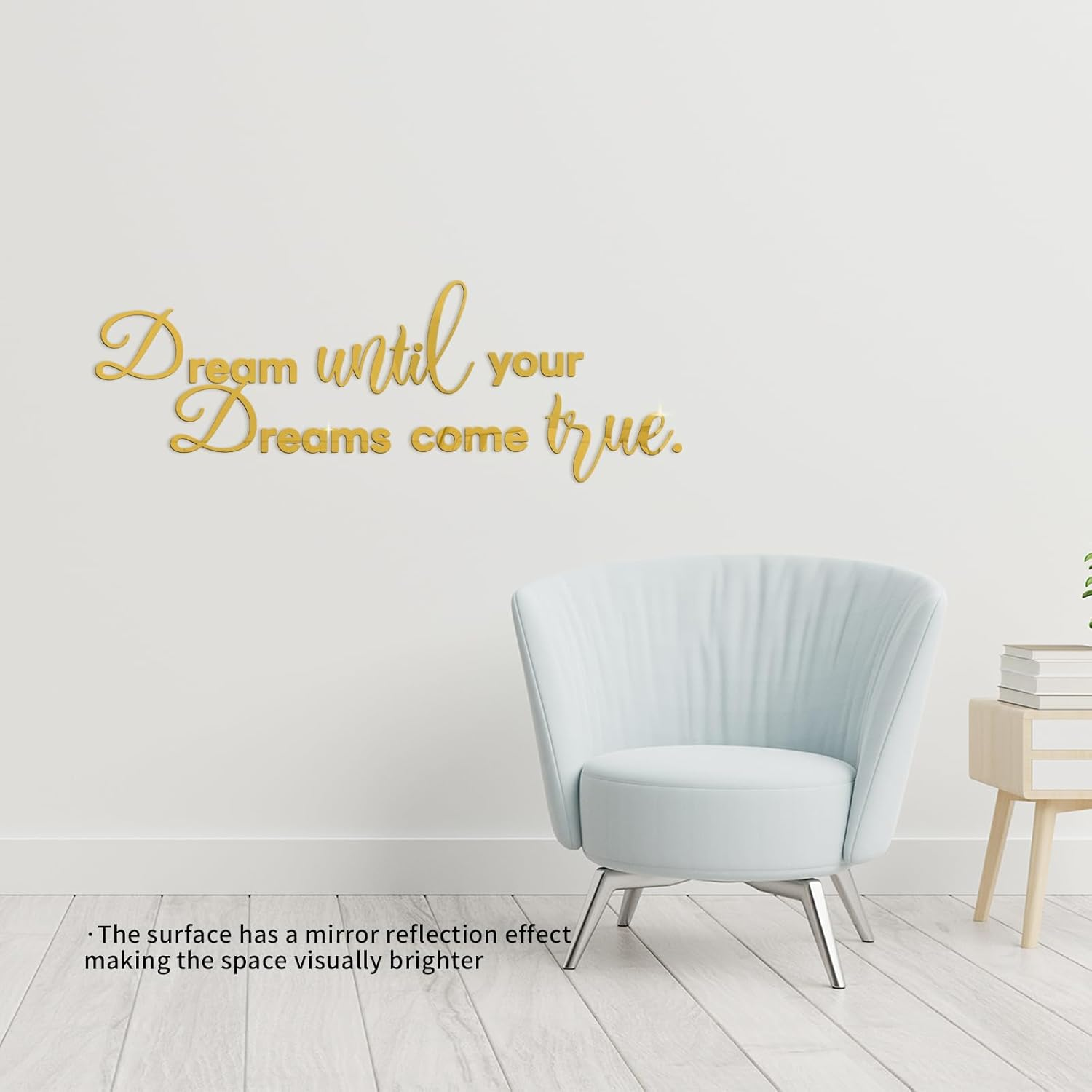 Dream until Your Dreams Come True Acrylic Mirror Wall Stickers, Inspirational Quotes Wall Decals Large Removable Motivational Saying, Peel and Stick Family Art Decor for Home Office, Silver image number 6