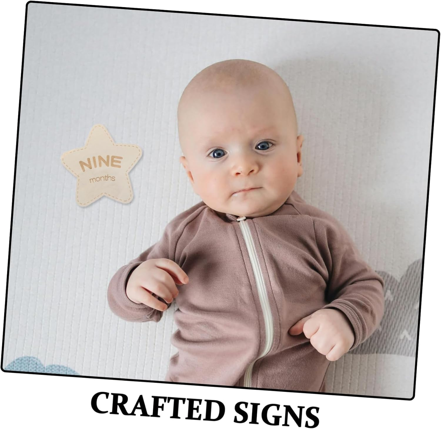 6Pcs Wooden Star Plaque Newborn Commemorative Sign Monthly Marker Keepsake Props for Photography