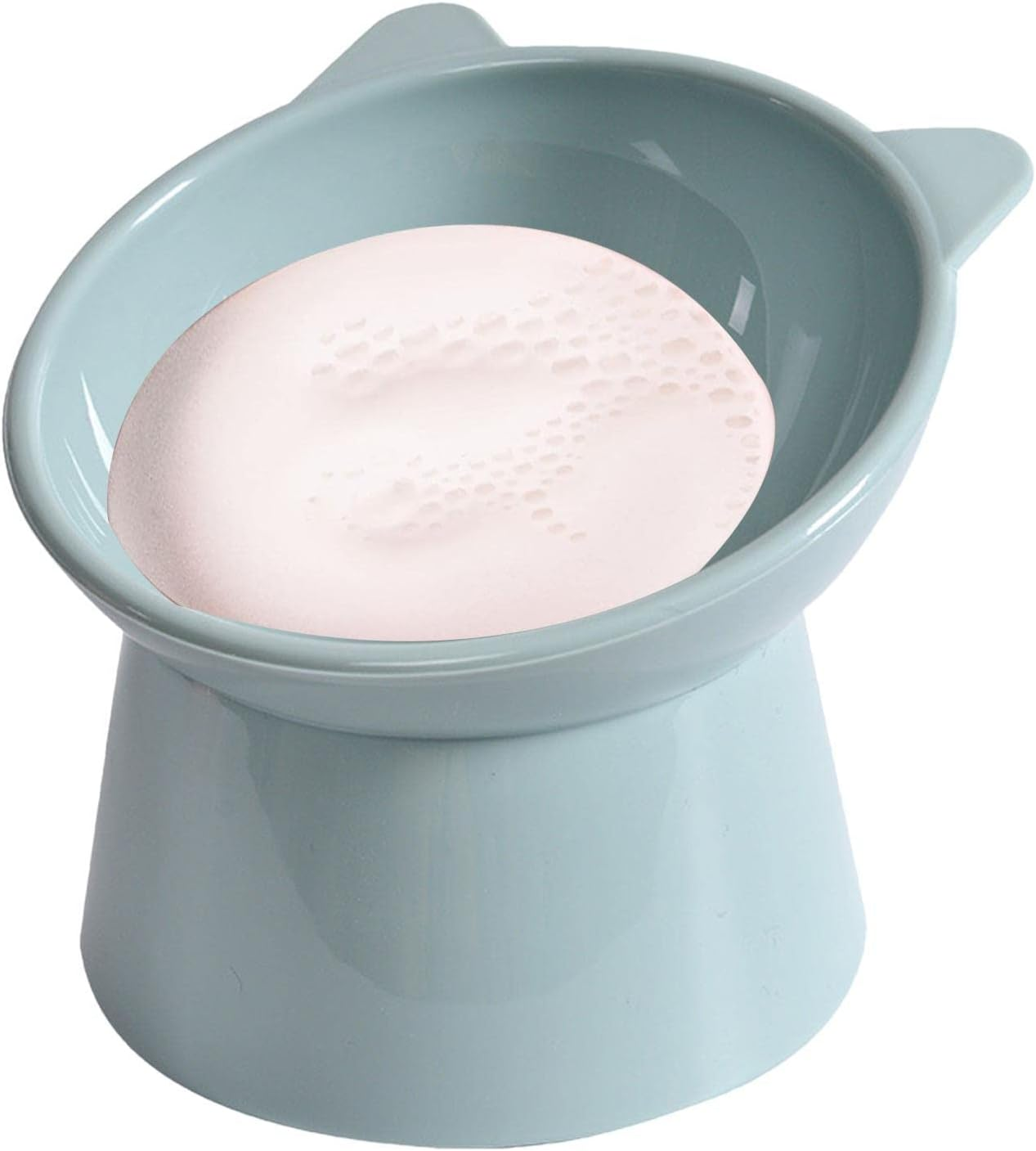 Ceramic Raised Pet Bowls | Extra Wide Ceramic Elevated Cat Bowl | Anti-Vomiting High Cat Dish | Non-Spill Food Feeder Bowls for Cats, Small Dogs & Kittens - Tall Bear Face Bowl - Pink image number 2