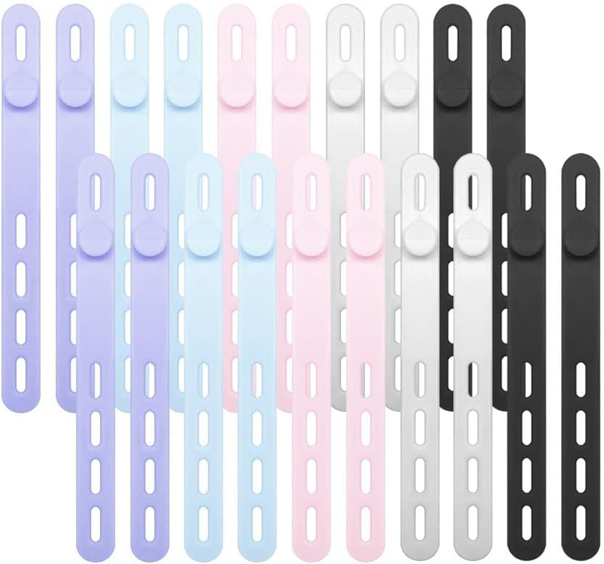 20Pcs Silicone Cable Straps, Wire Organizer Ties, Self-Locking, Colorful, 5.12In/13Cm X 0.5In/1.1Cm, 5Mm Max Diameter, Lock Style, Cable Tie Organizer image number 2