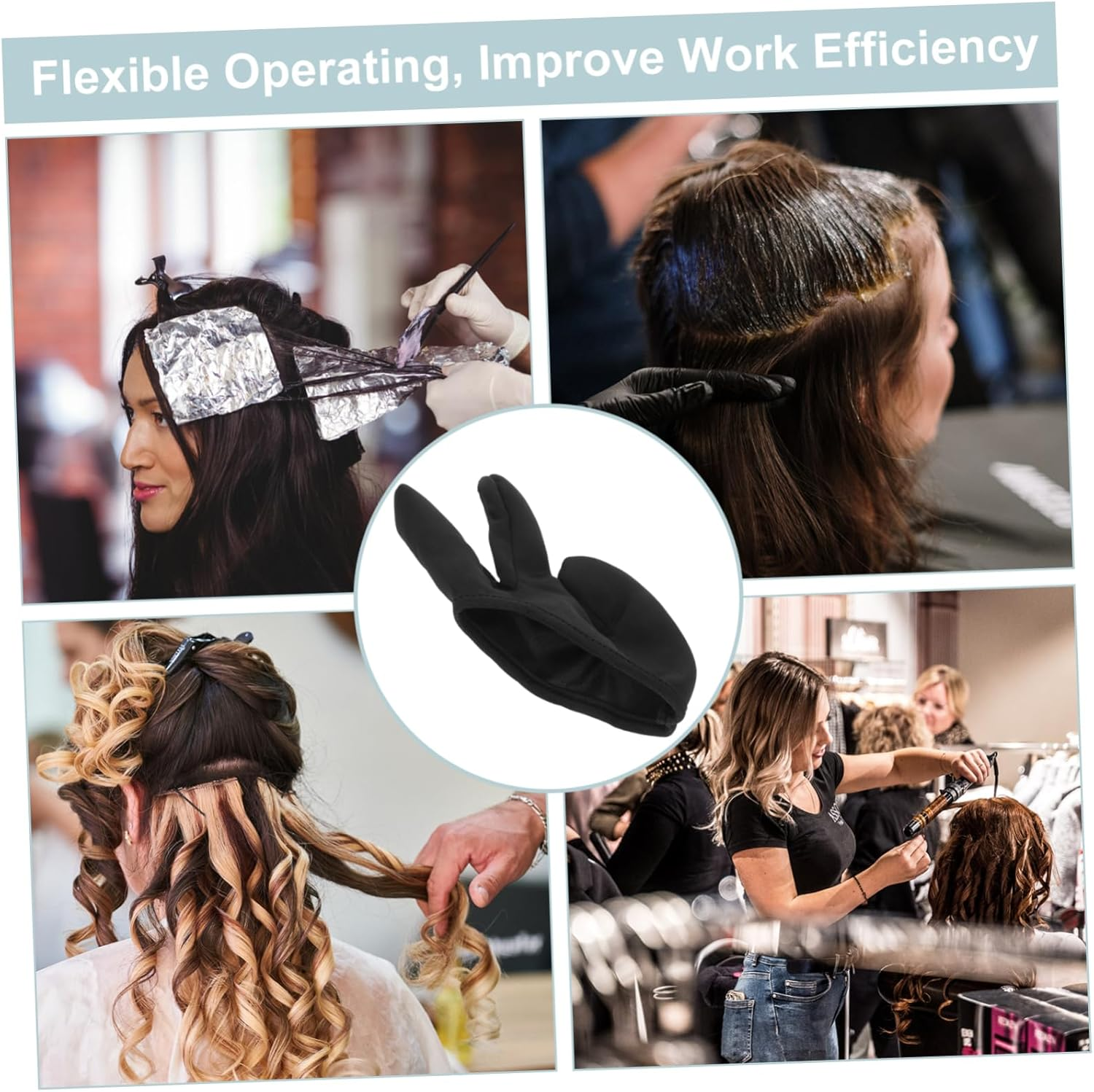 CIYODO Black Heat Resistant Three Finger Gloves for Curling Wand and Hair Straighteners Thermal Protection for Hair Styling Salons and Barbershops Durable and Flexible Design image number 1