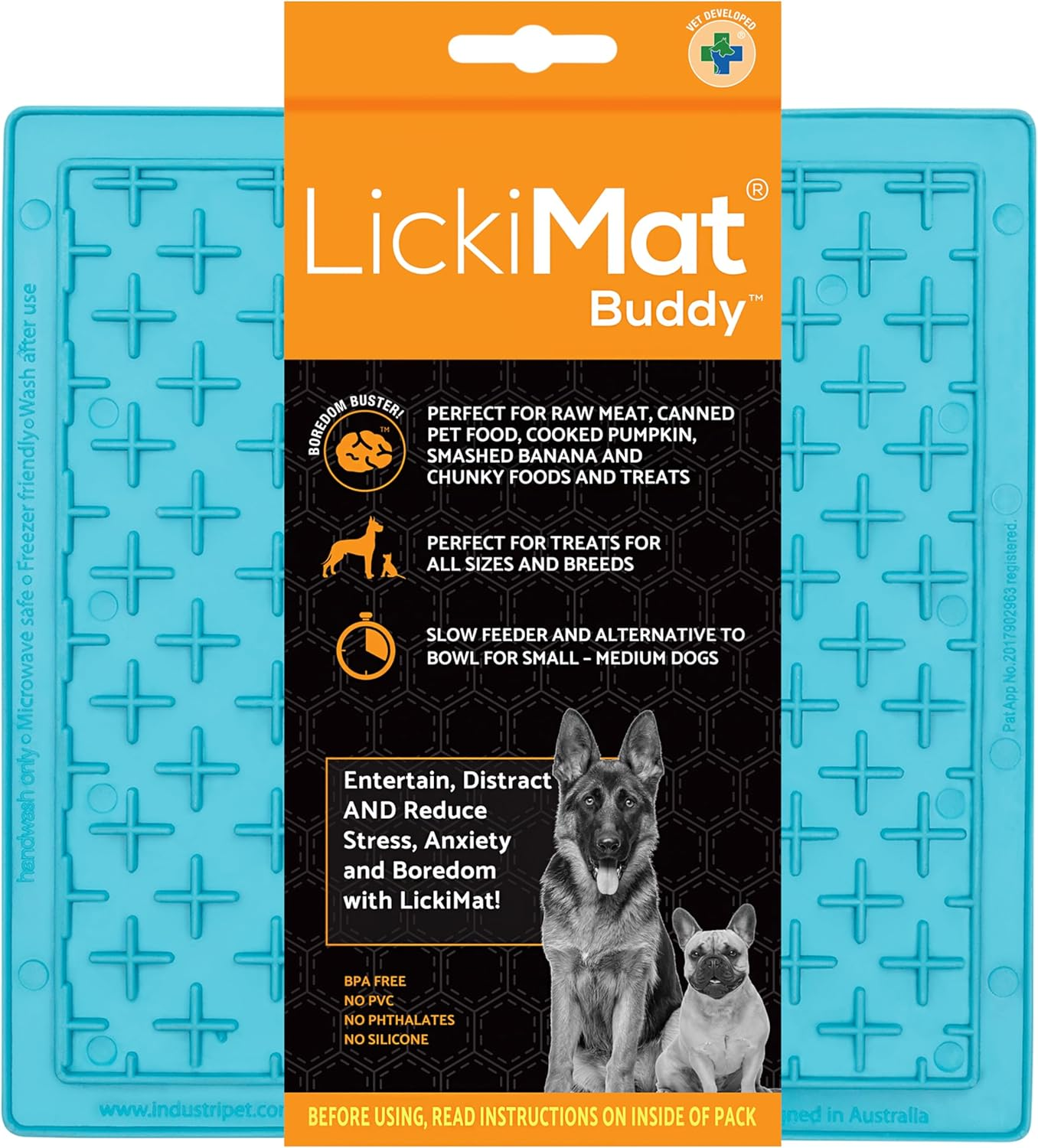 Lickimat Classic Buddy, Slow Feeder for Dogs, Boredom and Anxiety Reducer; Perfect for Food, Treats, Yogurt, or Peanut Butter. Fun Alternative to a Slow Feed Dog Bowl, Turquoise image number 4