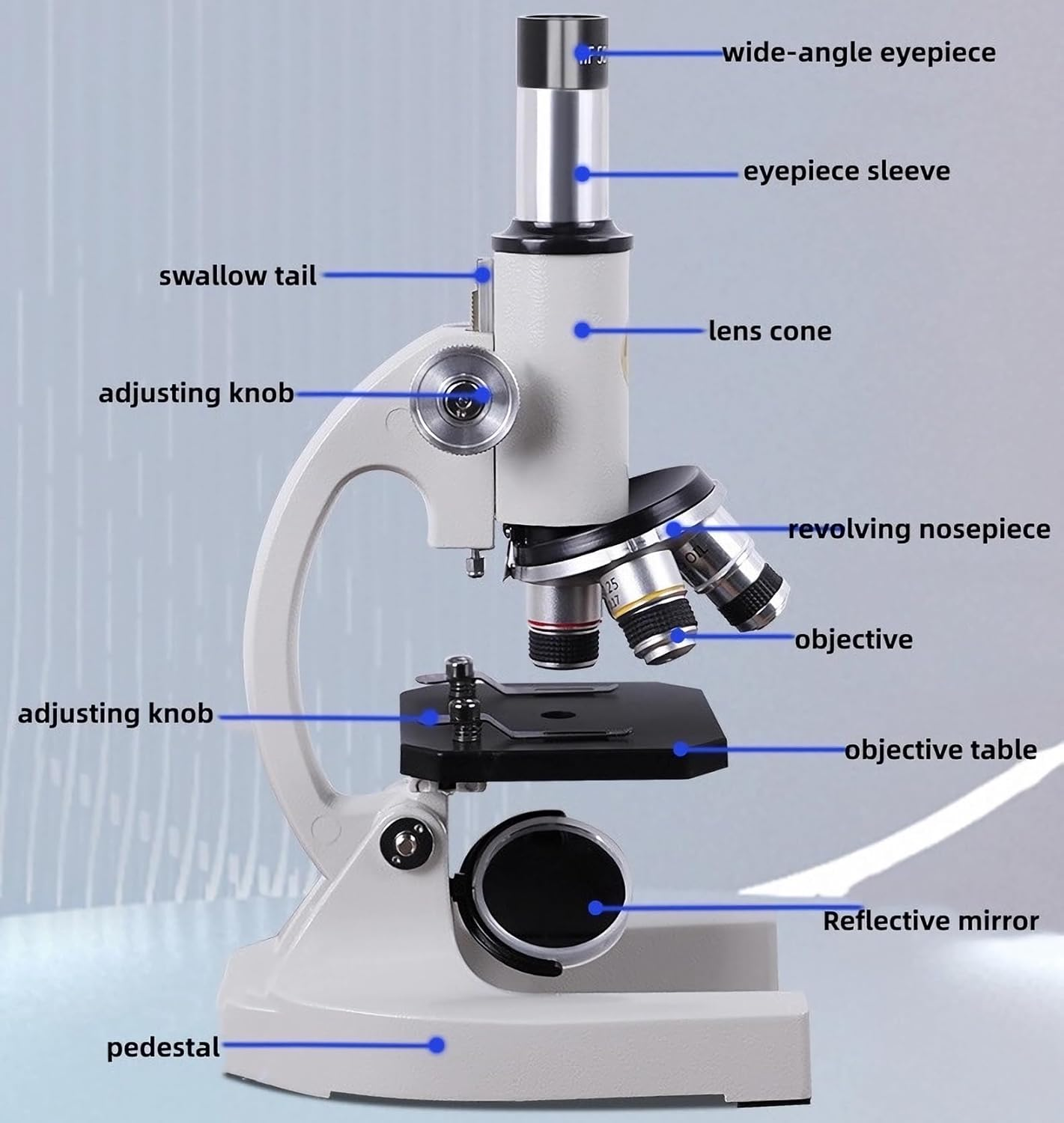 Microscope-200-4000X Magnification,Biological Educational Microscope for Students and Adults,With Phone Clip,Biological Specimen and Fill Light (White) image number 5