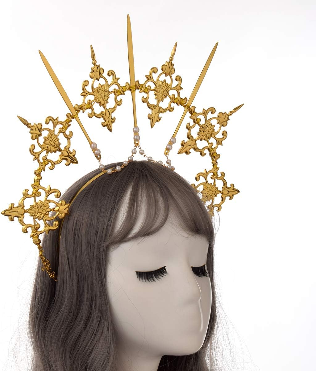 BLESSUME Halo Crown Mary Goddess Headband Women Halloween Costume Headpiece image number 6