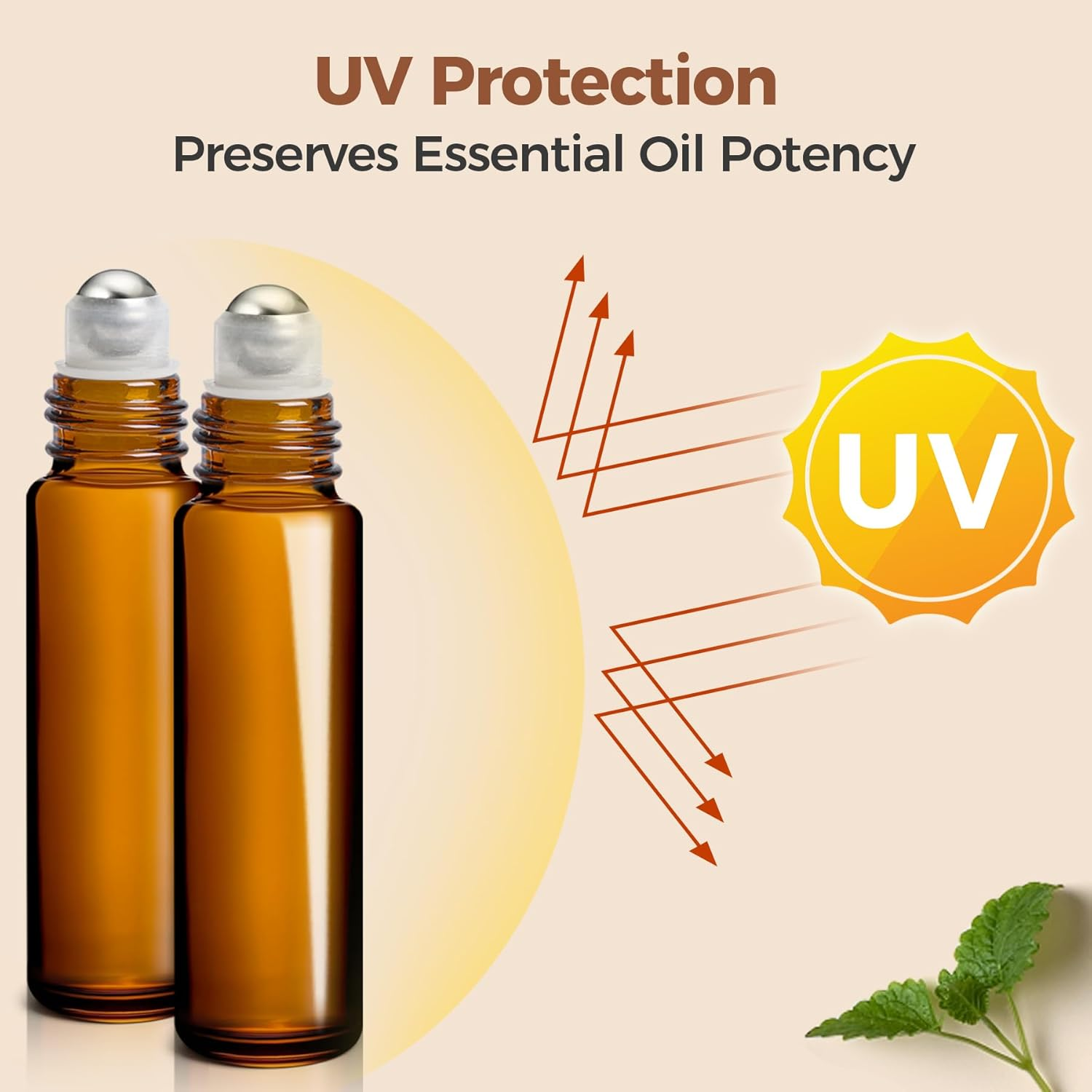 Comsaf 10 Ml Essential Oils Roller Glass Bottles, Set of 24 Anti-Uv Small Refillable Containers with Stainless Steel Roller Ball, Funnel, Opener, Labels, Pipettes, for Aromatherapy Mixtures image number 5