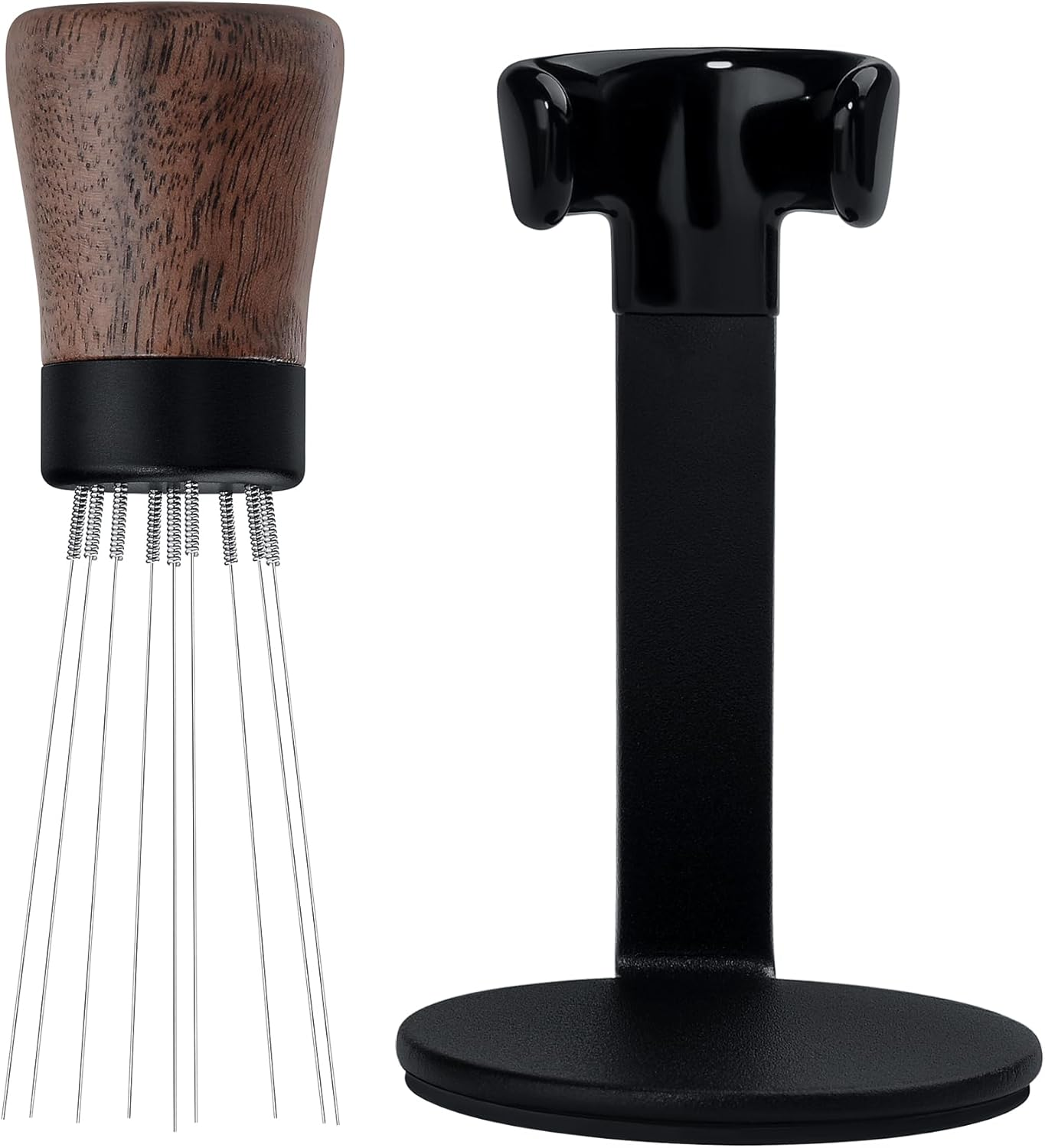 Normcore WDT Tool V2.1 with Stand, 9 Prongs, 0.23 Mm, Espresso Distribution Technology, Magnetic Coffee Stirrer with 16 Additional Needles, American Walnut Handle, Improved Upgrade image number 5