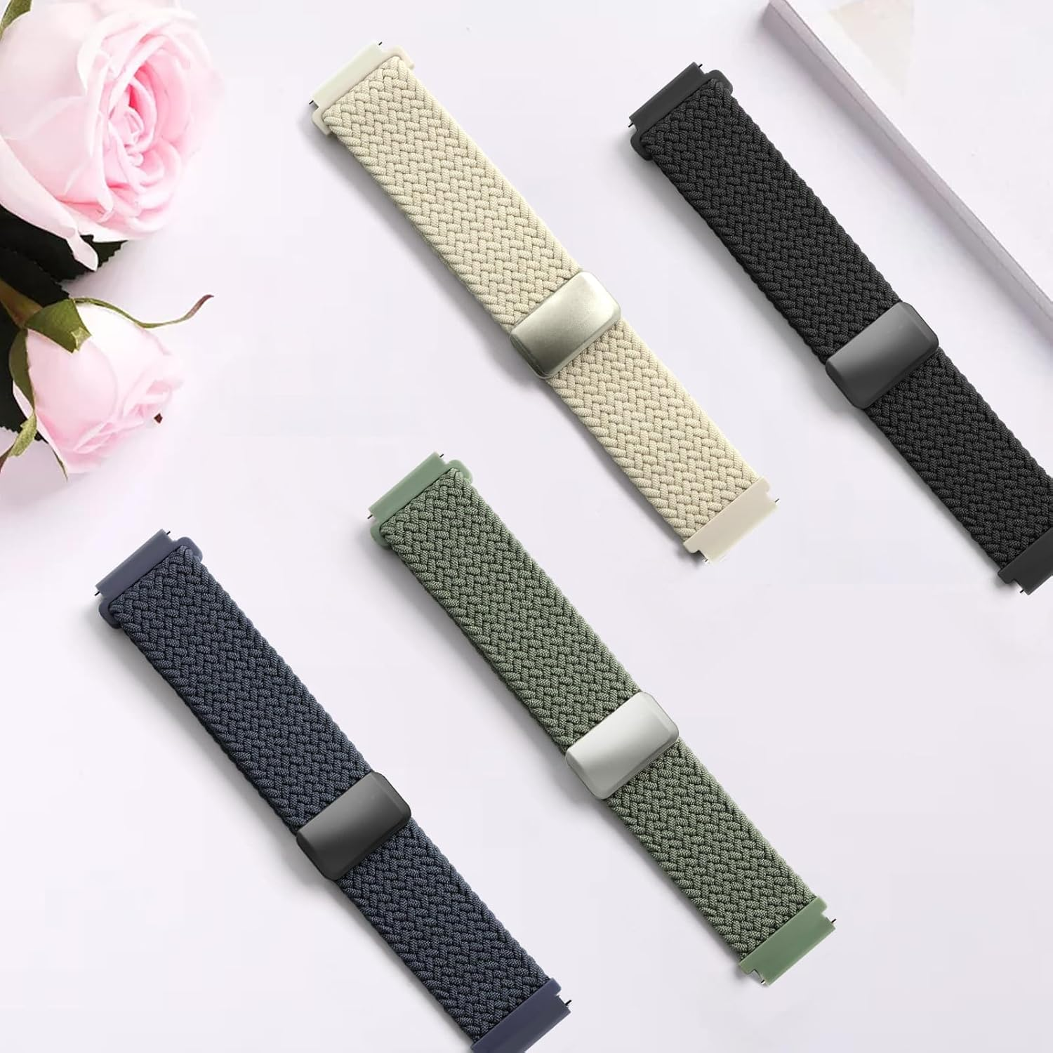 CHANRASI 22 Mm Braided Bracelet Compatible with Xiaomi Redmi Watch 5 Active/5 Lite, Elastic Nylon Bracelets with Magnetic Closure for Xiaomi Redmi Watch 5 Active/5 Lite, Black - Starlight image number 6