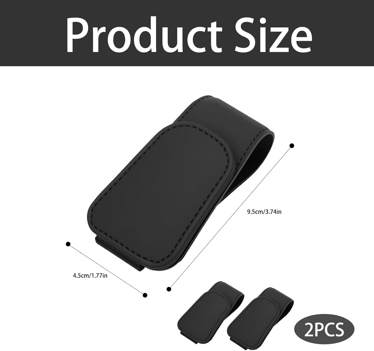 2Pcs Car Sunglasses Holder Clip, Black Magnetic Car Eyeglass Clip, Sunglasses Holder Car, Genuine Leather Car Sunglasses Rack, Sun Visor Suv Interior Eyeglass Clip, General Motors Interior Accessories