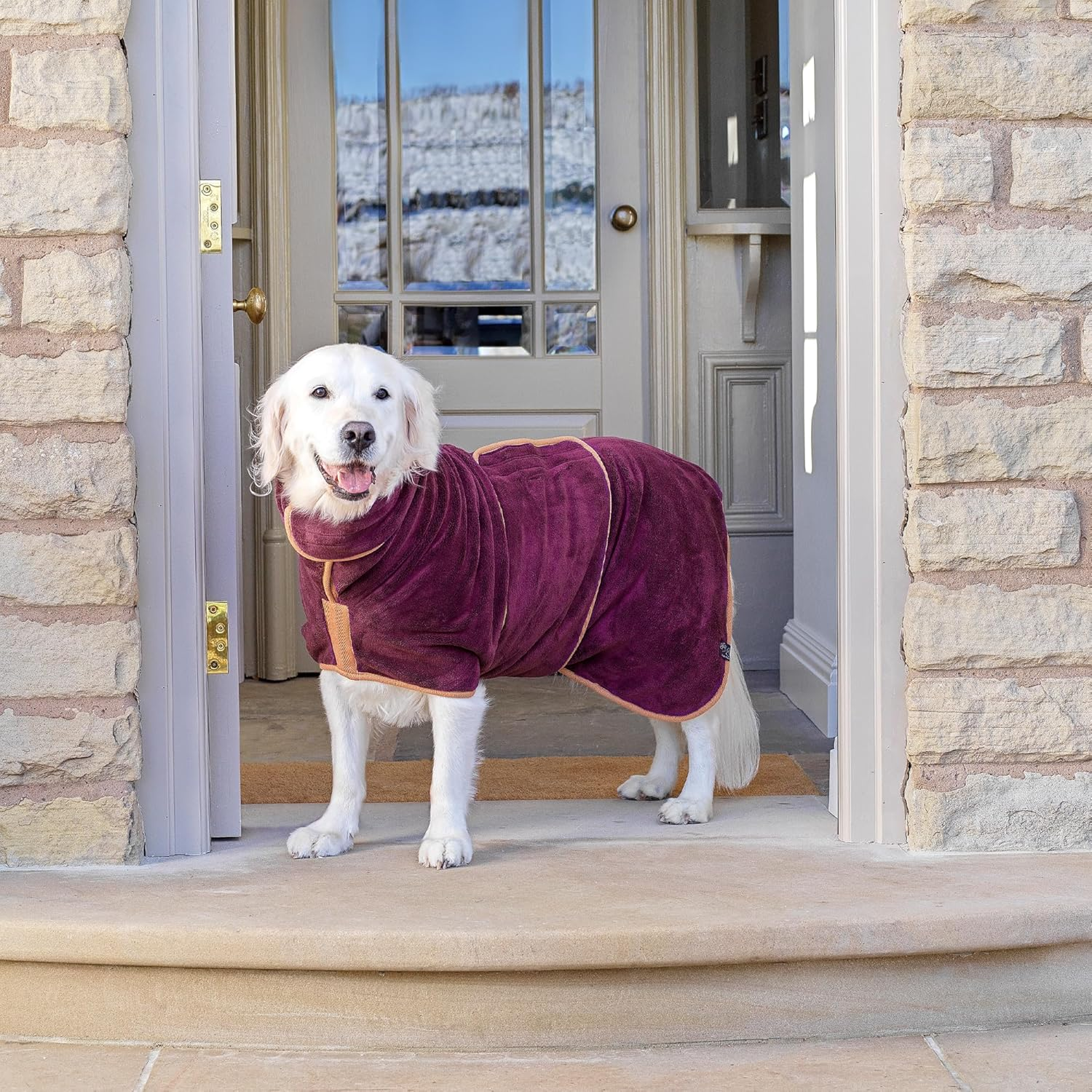 Lucky Paws&reg; UK Dog Drying Coat - Luxurious Double Layer Dog Towel Robe - Dry Your Dogs in Minutes - Ultra Absorbent Drying Robe & Super Soft Dressing Gown (XXXL, Plum) image number 2