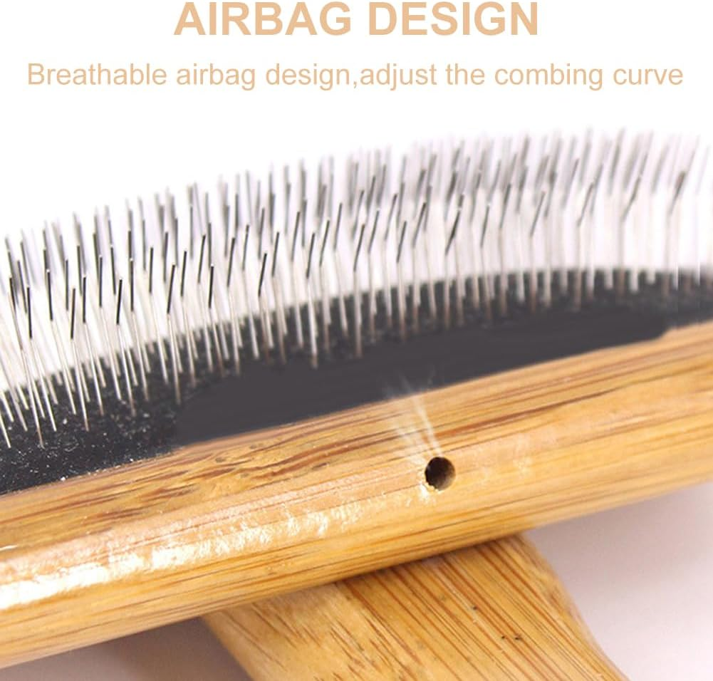 2Pcs Hand Wool Carders,Wool Carding Comb,Bamboo Air Cushion Fur Rugs,Needle Felting Brush Pillows for Coat Felt Tassel Dog Hair image number 6