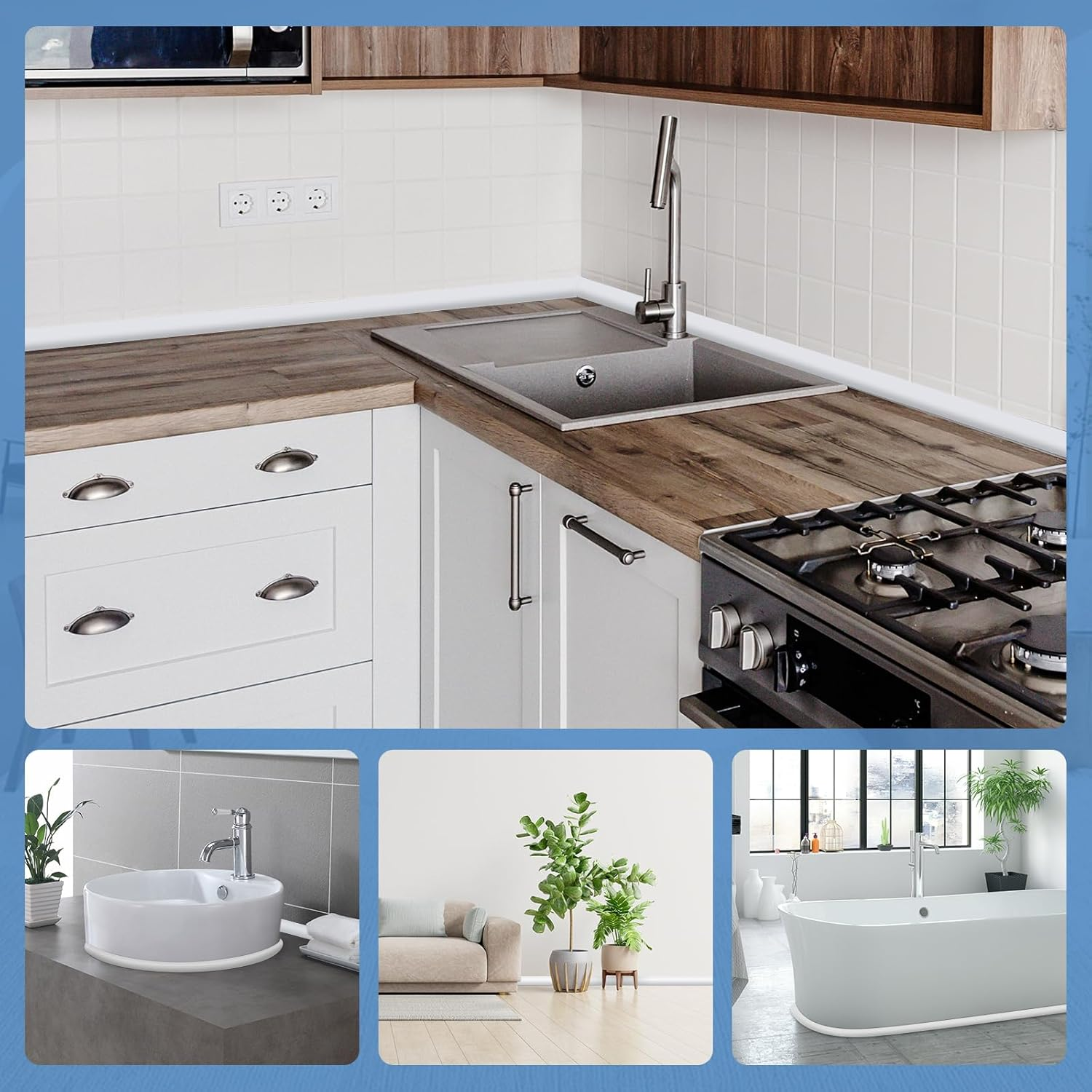 Flexible Quarter round Molding Peel and Stick Rubber Quarter round Trim Molding Self Adhesive Wall Corner Trim Molding for Wall Edge Corner Countertop, White, 1/2&rdquo; W X 1/2&rdquo; H X 39&rdquo; L