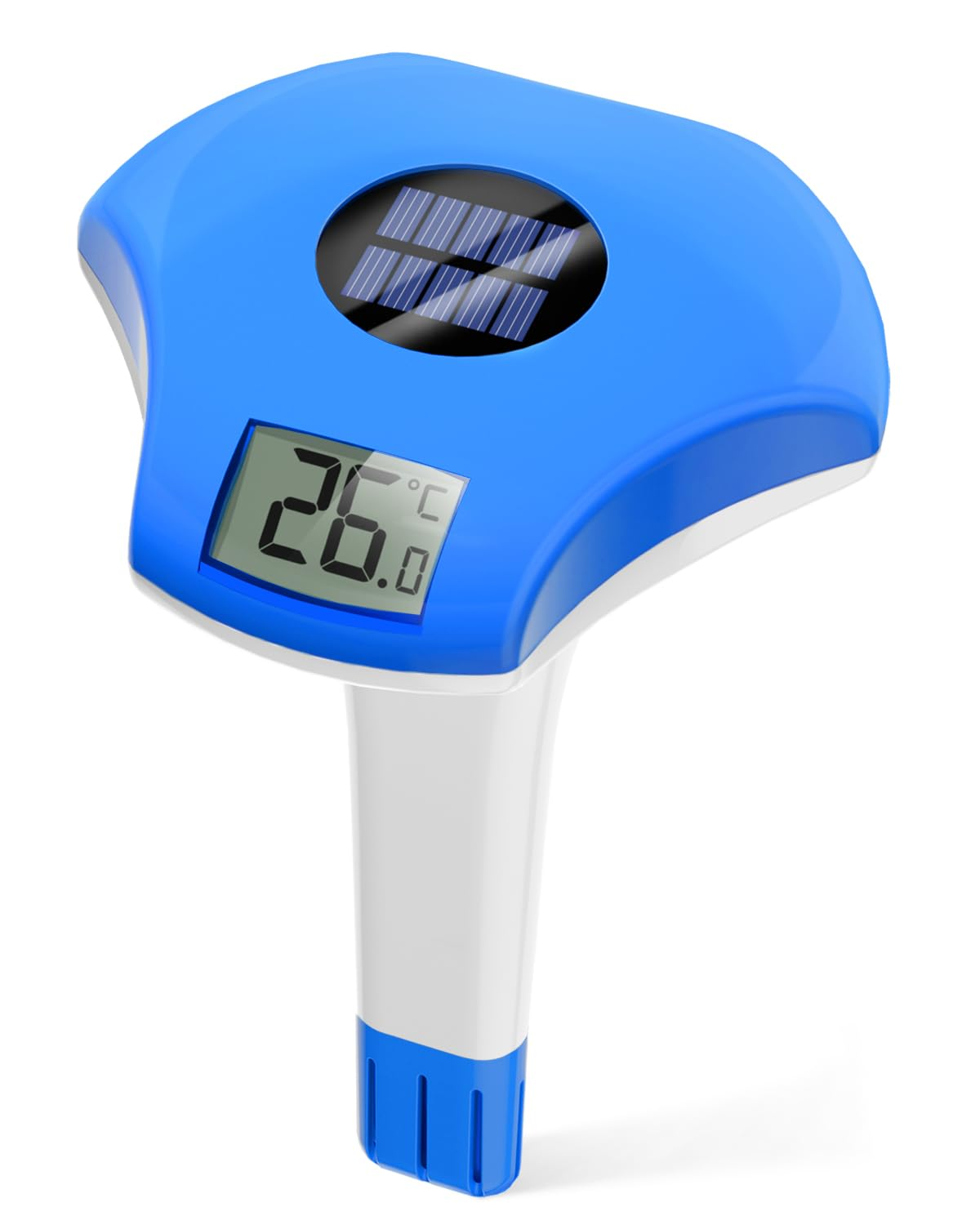 BALDR Pool Thermometer, Floating Digital, IPX8 Waterproof, Solar Powered, Easy Read, Blue