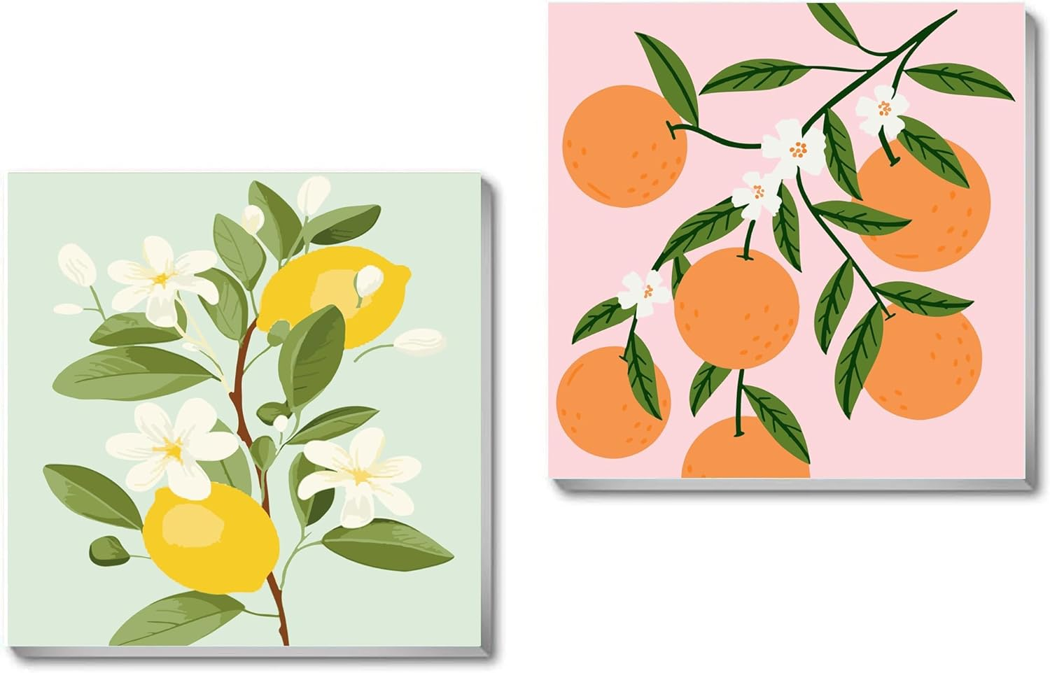 2 Pack Framed Paint by Numbers Kit for Kids,Easy Acrylic Paint by Numbers Kits on Canvas,Fruit Oil Painting Paint by Number for Adults Beginners for Home Wall Decor (8X8Inch) image number 1