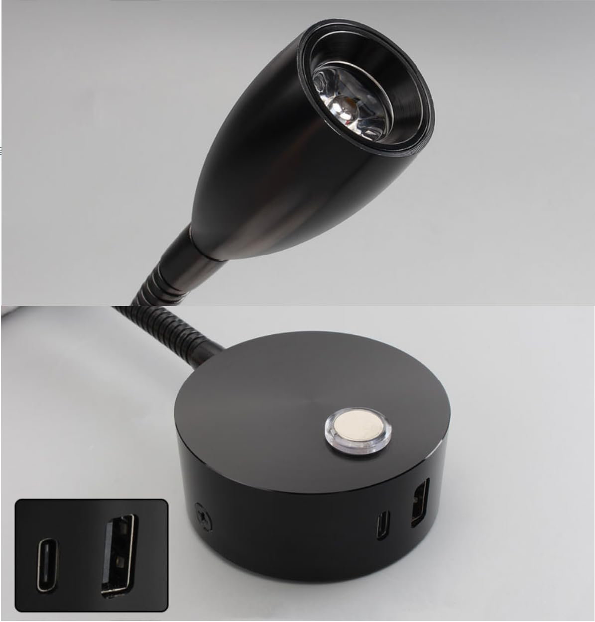 12V RV Reading Light with Dual Charging Ports, 3CCT Touch Control Dimmable Flexible Gooseneck Wall Lamp RV Interior Bedside Light for Motor-House Camper Caravan Vehicle Vessel Boat Yacht (Black) image number 5