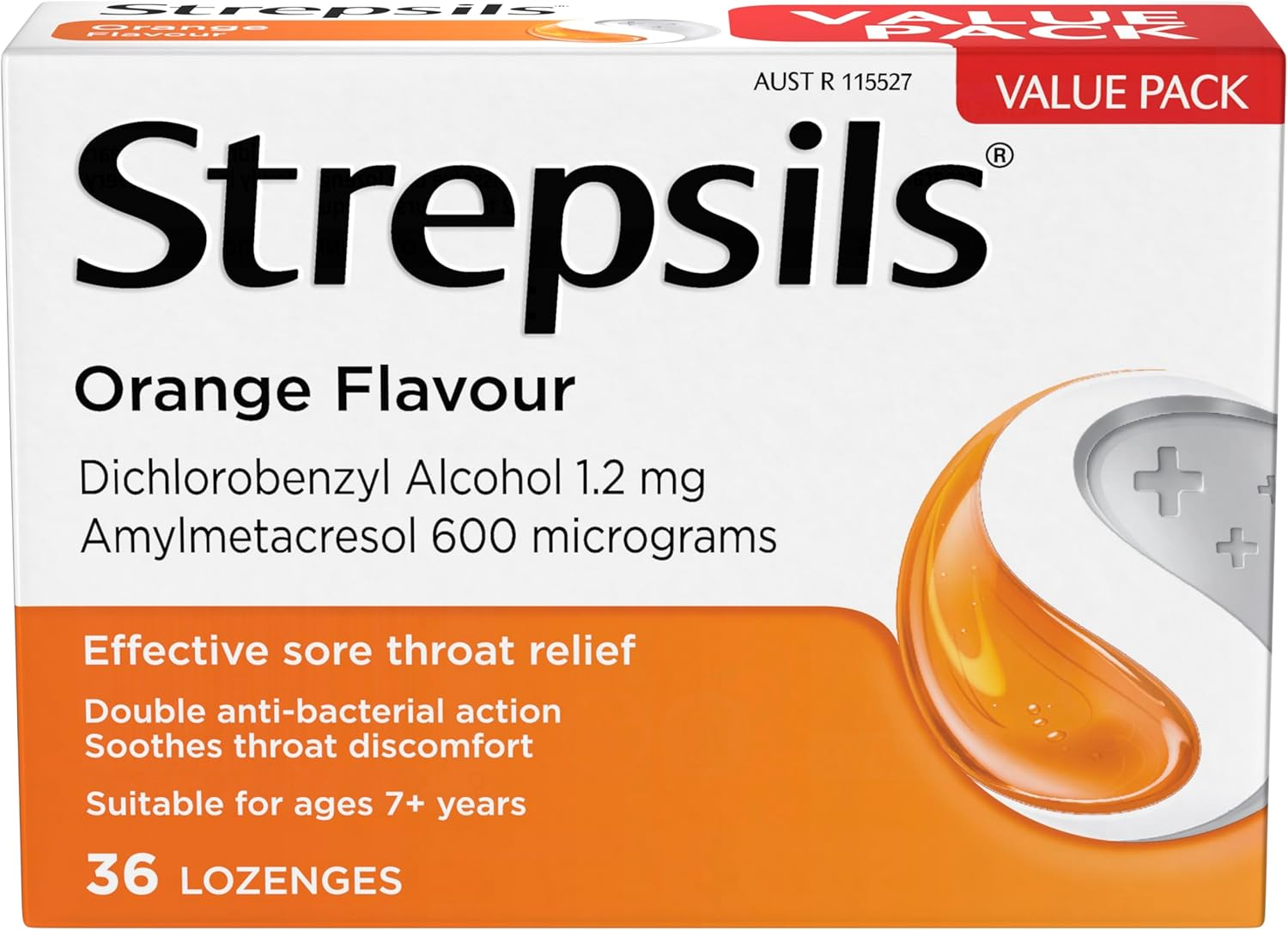 Strepsils Double Antibacterial Soothing Sore Throat Lozenges, Orange, 36 Pack image number 5