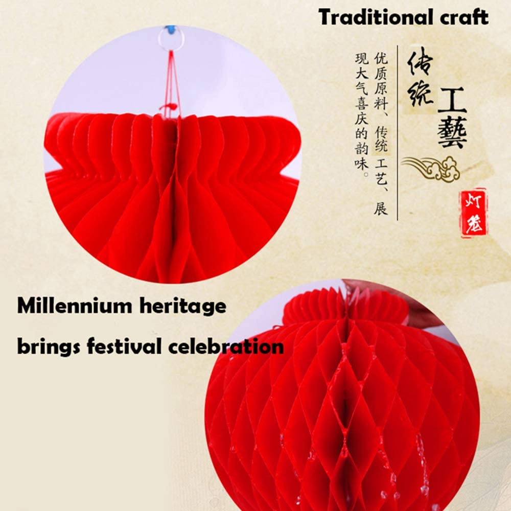 4 Strings 20 PCS Chinese Style Red Lantern String Paper Lanterns Decoration for Chinese New Year Spring Festival Mid-Autumn Festival Christmas Patio Garden Parties Decoration (Large) image number 5