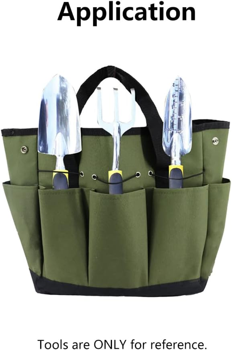 Tophomer Portable Tool Box Multi-Purpose Deluxe Garden Tool Storage Bag with Pockets (Green) - Black With Grey image number 5