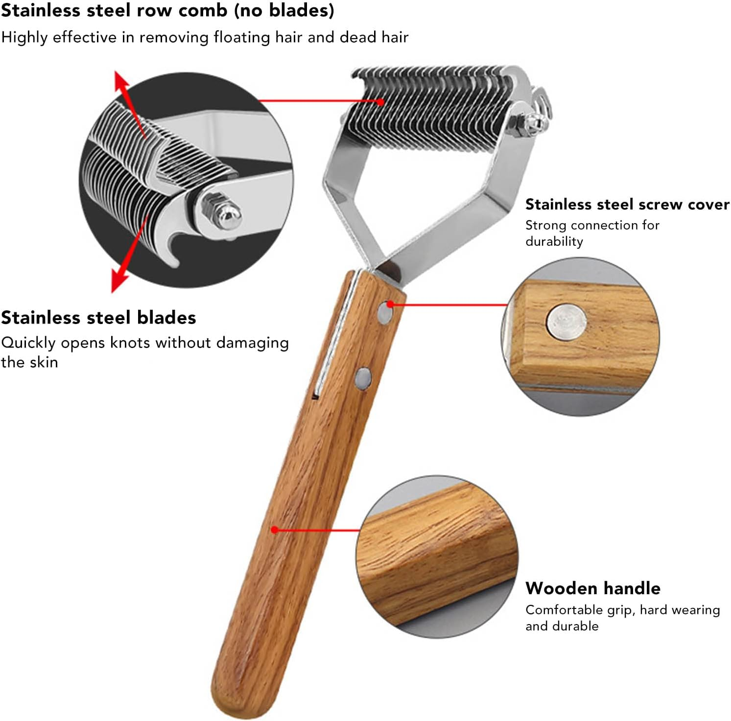 Versatile Dogs Grooming Rake,Ergonomic and Pet Hair Removal Brush,Perfect for Home or Professional Use Gentle on Skin for a Healthy, Shiny Coat for All Dog and Cat Breeds image number 2