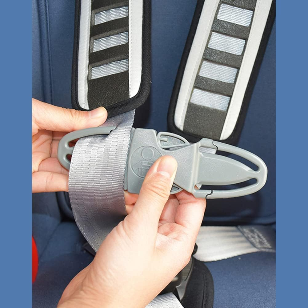 Universal Child Car Seat Chest Harness Clip Universal Safer Belt Clip Buckle Lock Stroller Chest Clip Adjustable Guard for Baby and Kids (Light Black) - Black-2 image number 5