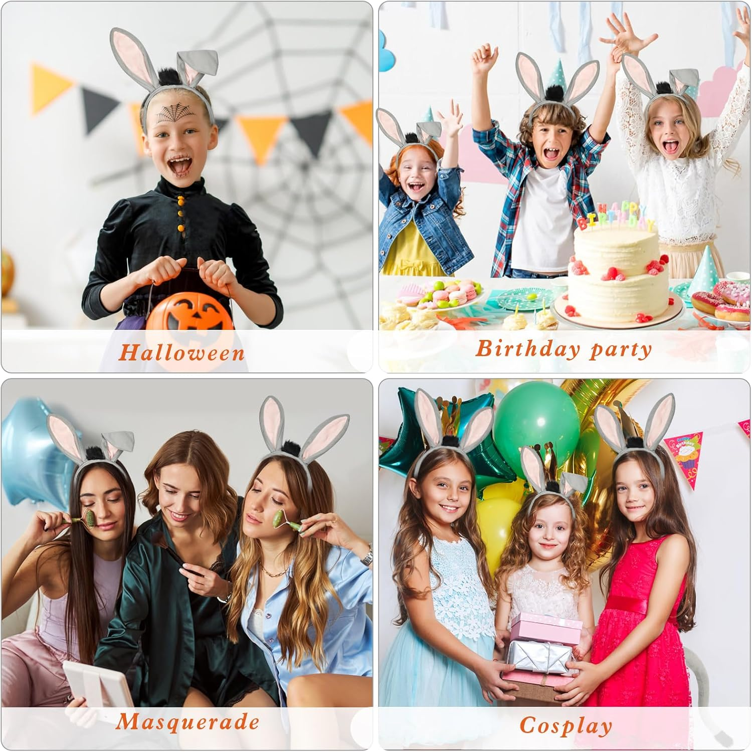 Hifot 2Pcs Donkey Costume Set, Grey Donkey Ears Headband and Tail Set, Donkey Animal Fancy Dress Outfit Animal Costume Accessories for Kids Adults for Cosplay Halloween Carnival Nativity Theme Party image number 4