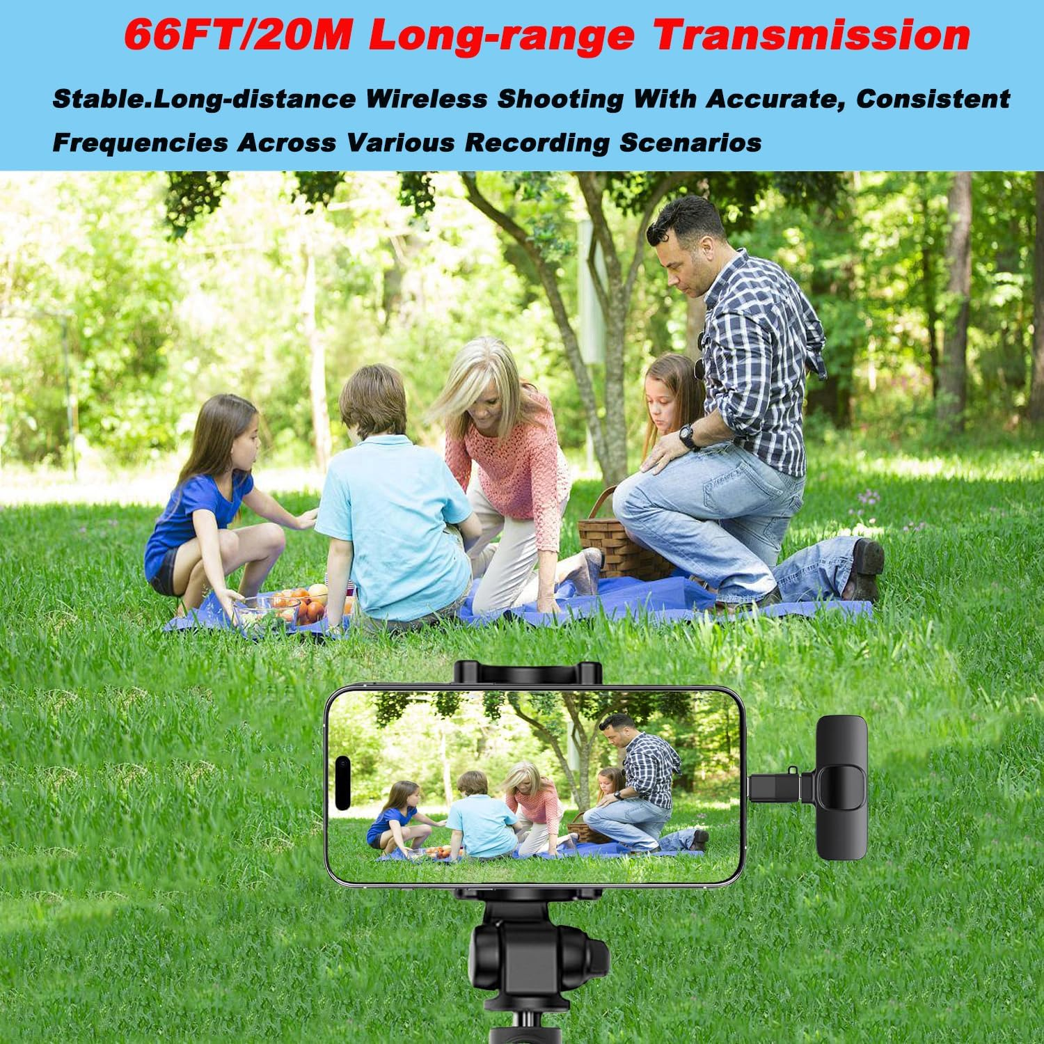 Aoiutrn Wireless Lavalier Microphone for Iphone and USB C, 2 in 1 Mini Clip-On Wireless Lapel Mics Compatible with Iphone,Ipad, Android for Video Recording,Youtube, Interview, Tiktok, Vlog image number 6