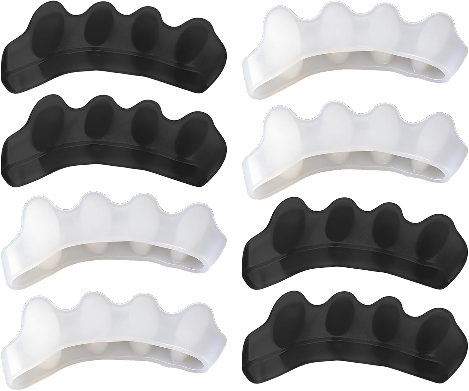 JANGJANG 4 Pairs Soft Gel Toe Separators, Bunion Corrector and Toe Straightener, Toe Spacers and Big Toe Stretcher for Pain Relief, Black and White Color Options image number 5