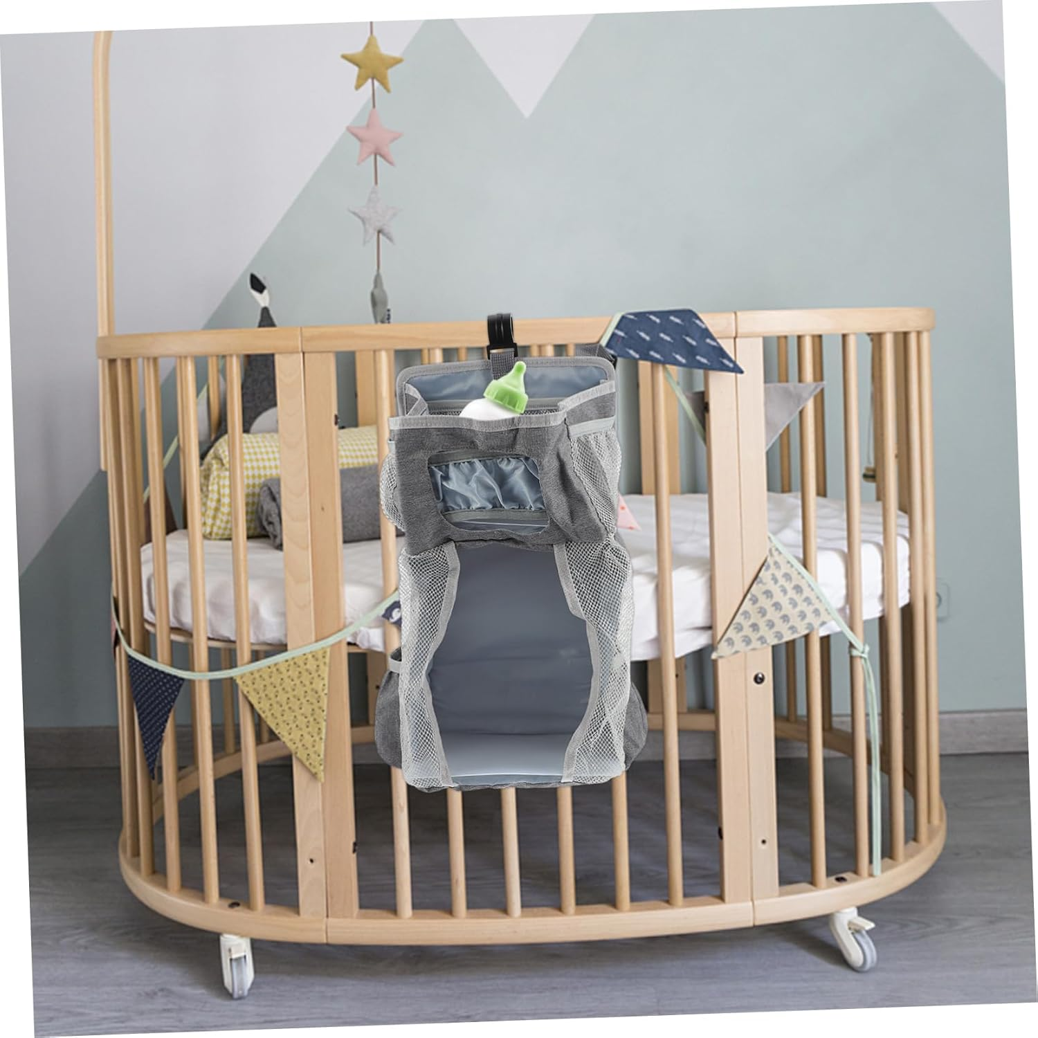 Hanging Diaper Bag Pouch Crib Diaper Organizer Nappy Holder for Nursery image number 4