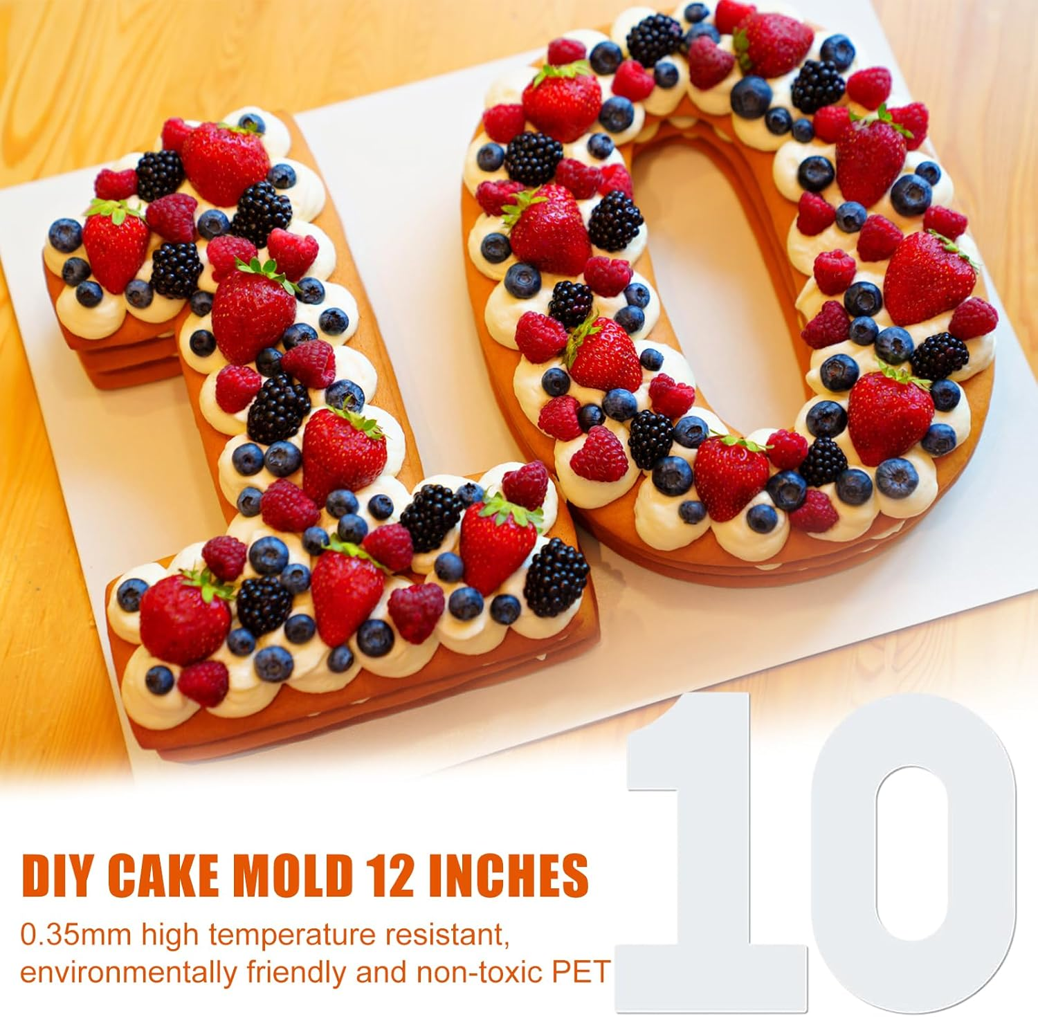 9 Piece Number Moulds for Baking, Large Baking Moulds for Numbers 0-8, Cake Moulds Set, Number Baking Cake Moulds for Wedding, Birthday, Anniversary, Number Baking Moulds for Cake Decoration image number 1