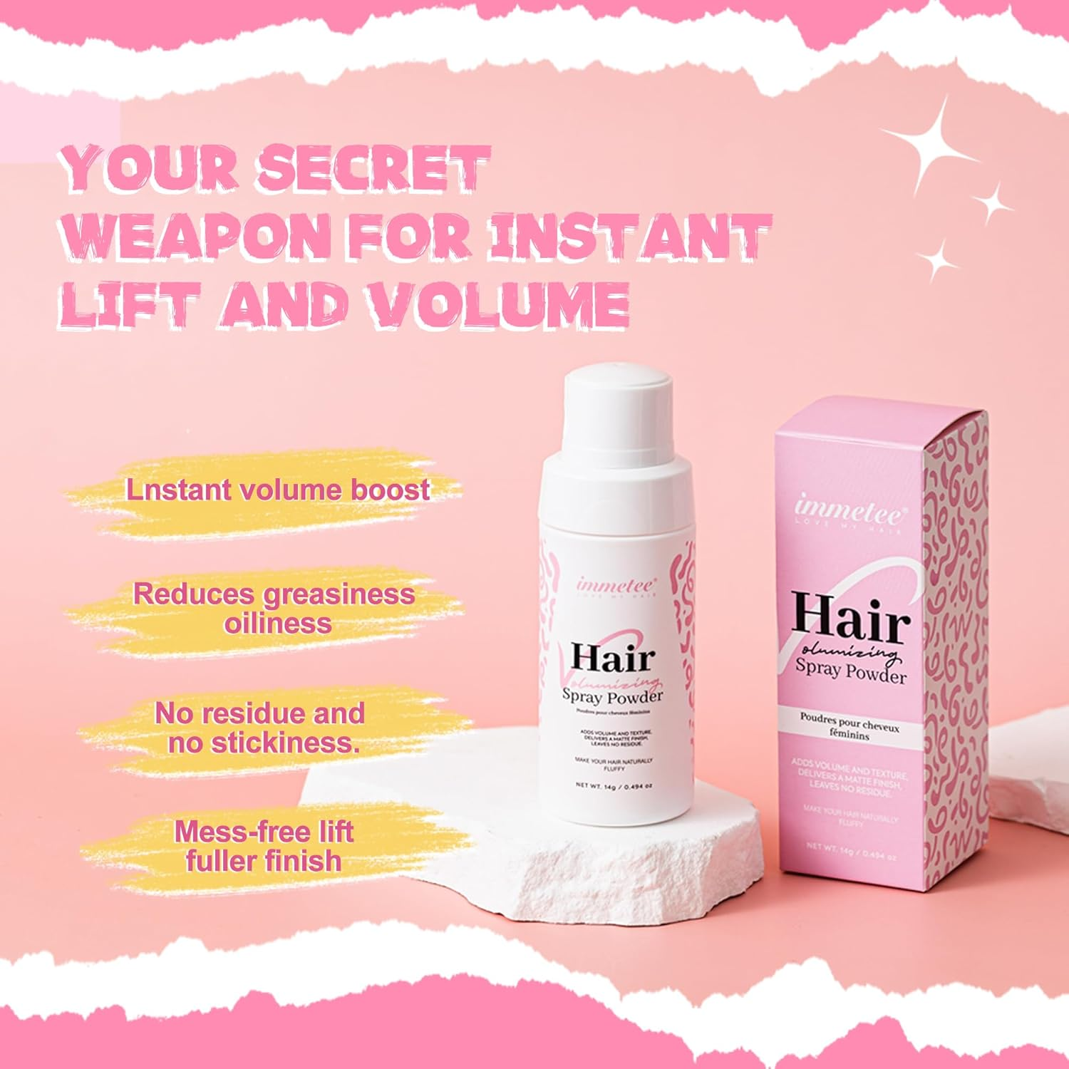 Immetee Texturizing Powder, Hair Volumizing Dry Shampoo Powder, Add Volume & Texture, Hair Volume Spray for Women 14G/0.494Oz image number 6