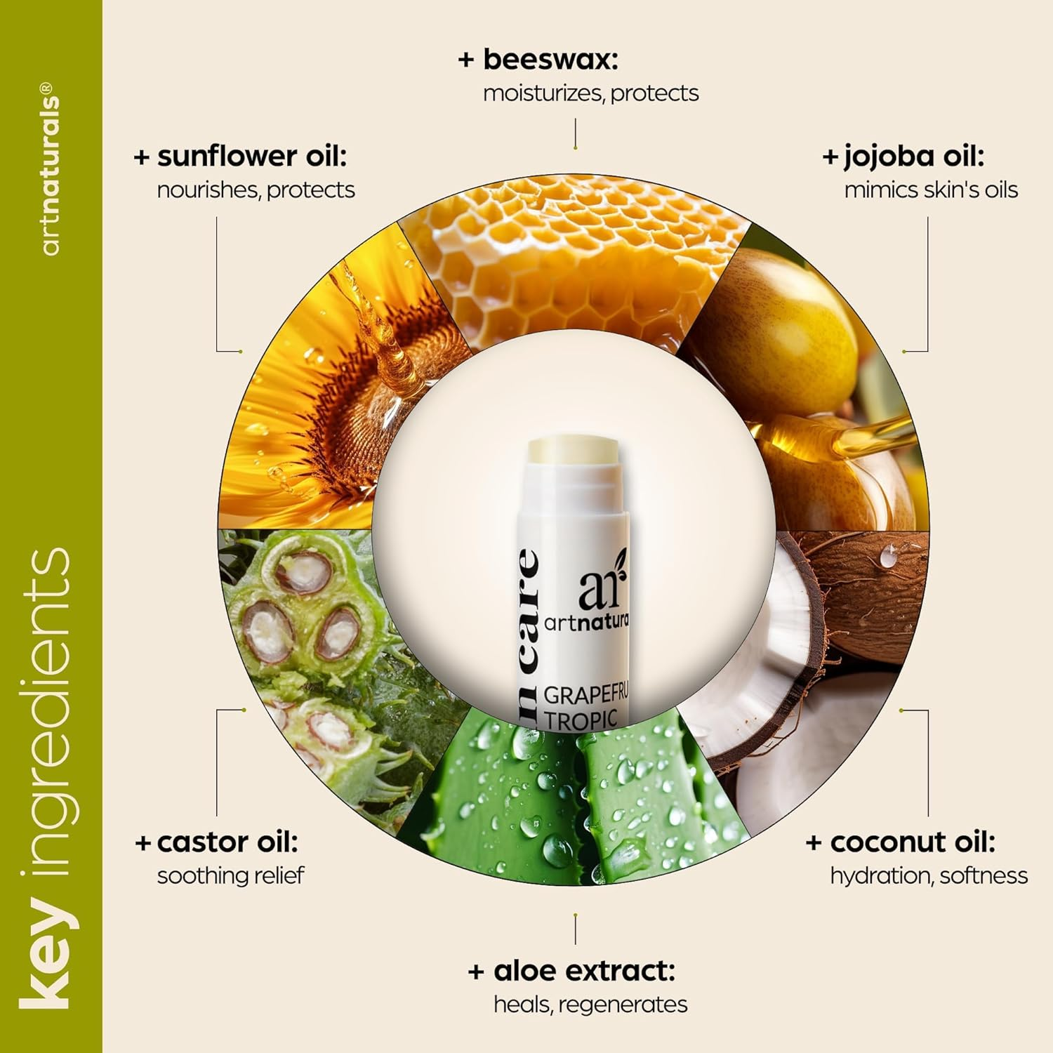 Artnaturals Natural Lip Balm Beeswax - (6 X .15 Oz / 4.25G) - Gift Set of Assorted Flavors - Chapstick for Dry, Chapped & Cracked Lips - Lip Repair with Aloe Vera, Coconut, Castor & Jojoba Oil image number 6