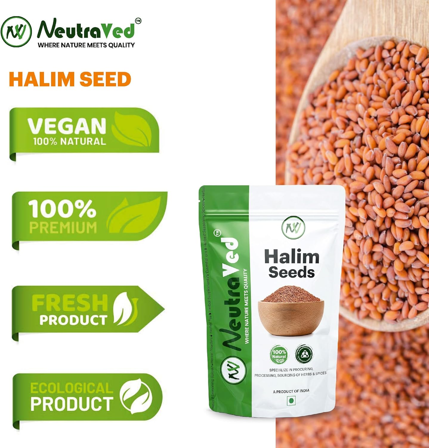 Neutraved Halim Seeds 350G | Aliv for Eating Superfood & Hair Growth | Asaliya | Garden Cress | Haleem Seeds | Immunity Booster - 350G image number 6