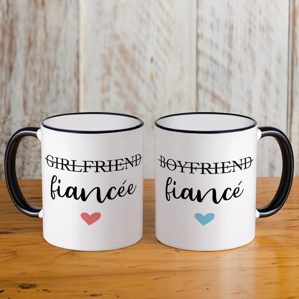 Boyfriend and Girlfriend Coffee Mug Gift Set,Fiance and Fiancee Couple Mug,Engagement Gifts for Couples Newly Engaged Him Her His Hers Mr Mrs Bride Groom Bridal Shower, Fianc&eacute; Gifts for Women 11 OZ image number 3