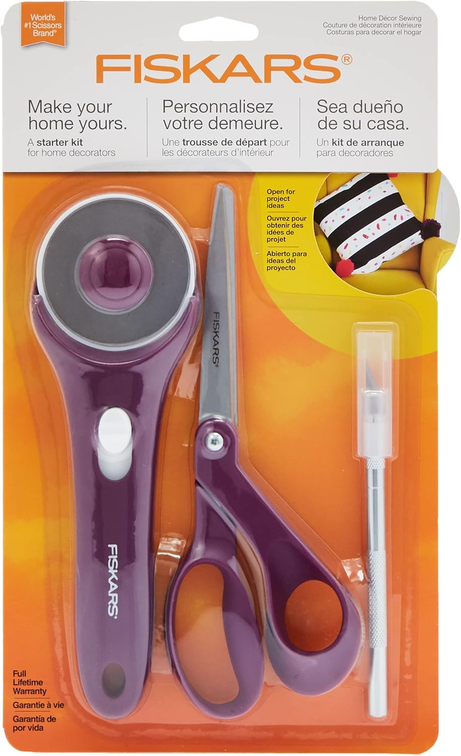 Fiskars Crafts Fiskars Home D&eacute;cor Sewing Starter Kit (3Pc), Purple 3 Count