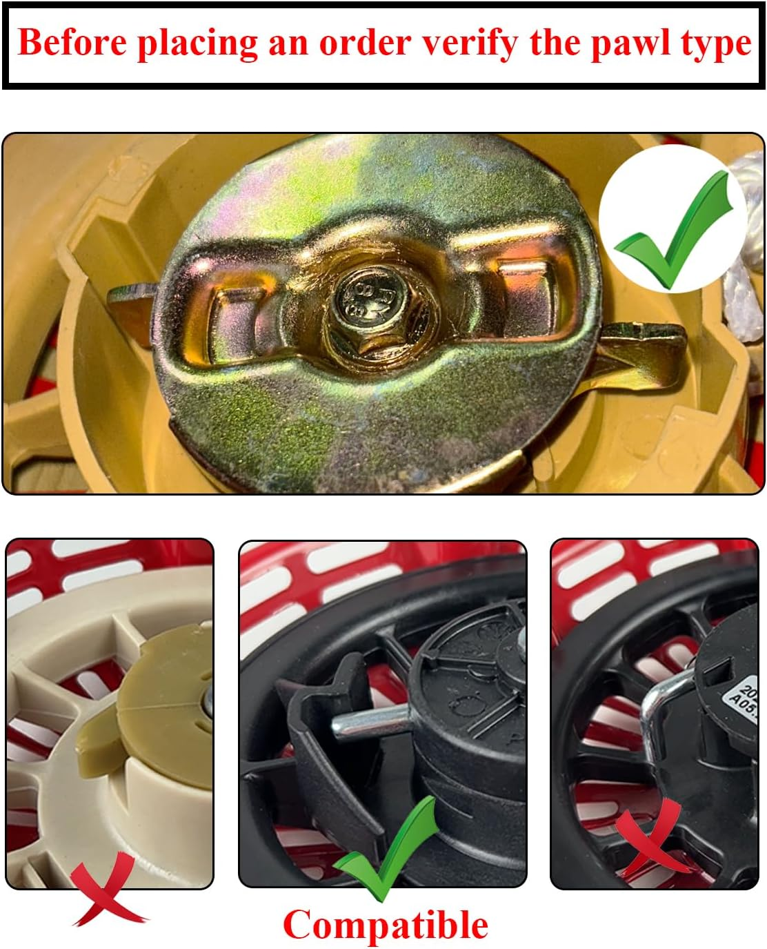 TURBOTUNITY GX390 Recoil Starter Pull Start for Honda GX340 GX610 GX620 11Hp 13Hp 28400-ZE3-W01 28400-ZE3-W01ZA and Clones 339C 389Cc 420Cc 439Cc 459Cc Red for Pressure Washers Generators Etc. image number 6