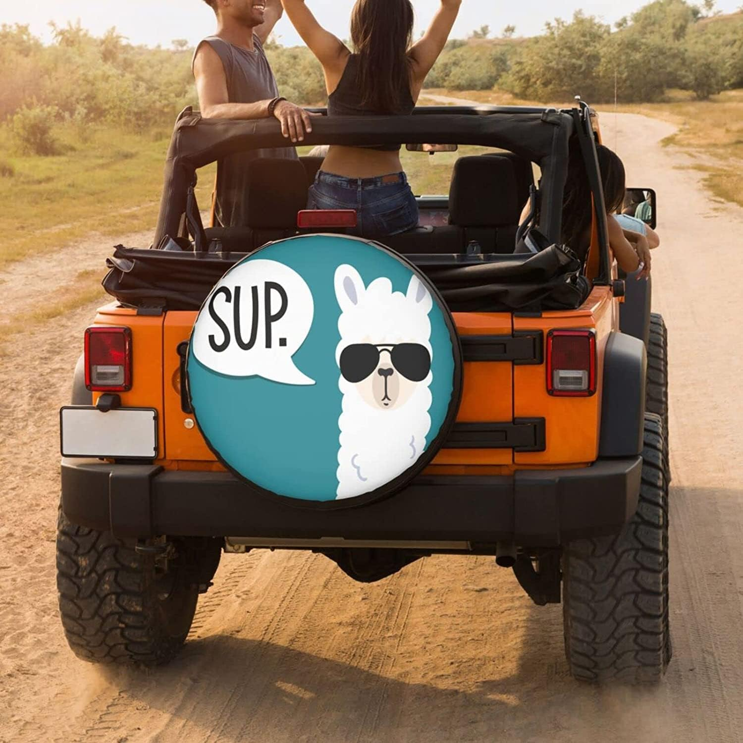 Funny Llama Spare Tire Cover Dust-Proof Wheel Tire Cover Fit Trailer, RV, SUV and Many Vehicle 17 Inch image number 2