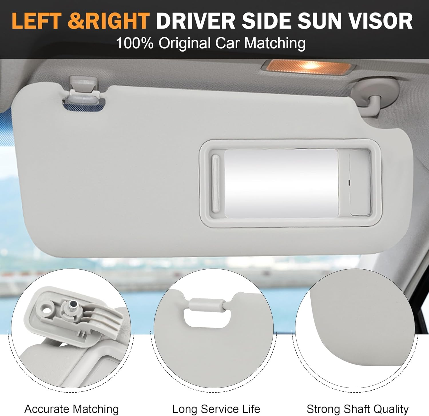 Tadaauto Simple/Functional Right Passenger Side Gray Sun Visor for Mazda 3 2010-2013, Vehicle Sun Visor, Compatible with Passenger Car image number 5