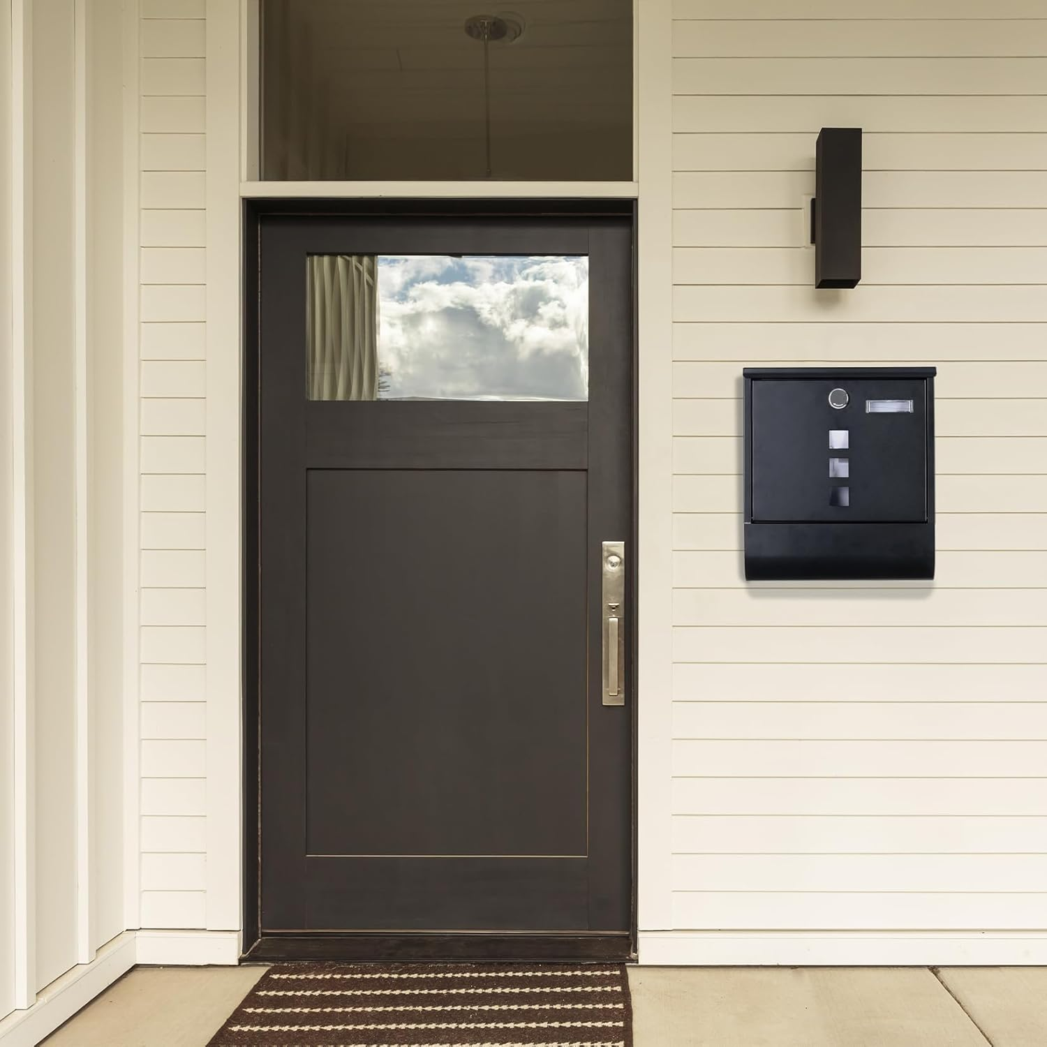 Wall Mounted Letter Post Box: outside Letterbox with Lock and Viewing Window Outdoor Mail Postbox Name Holder Newspaper Compartment 30.5 X 9.5 X 33.7 Cm image number 3