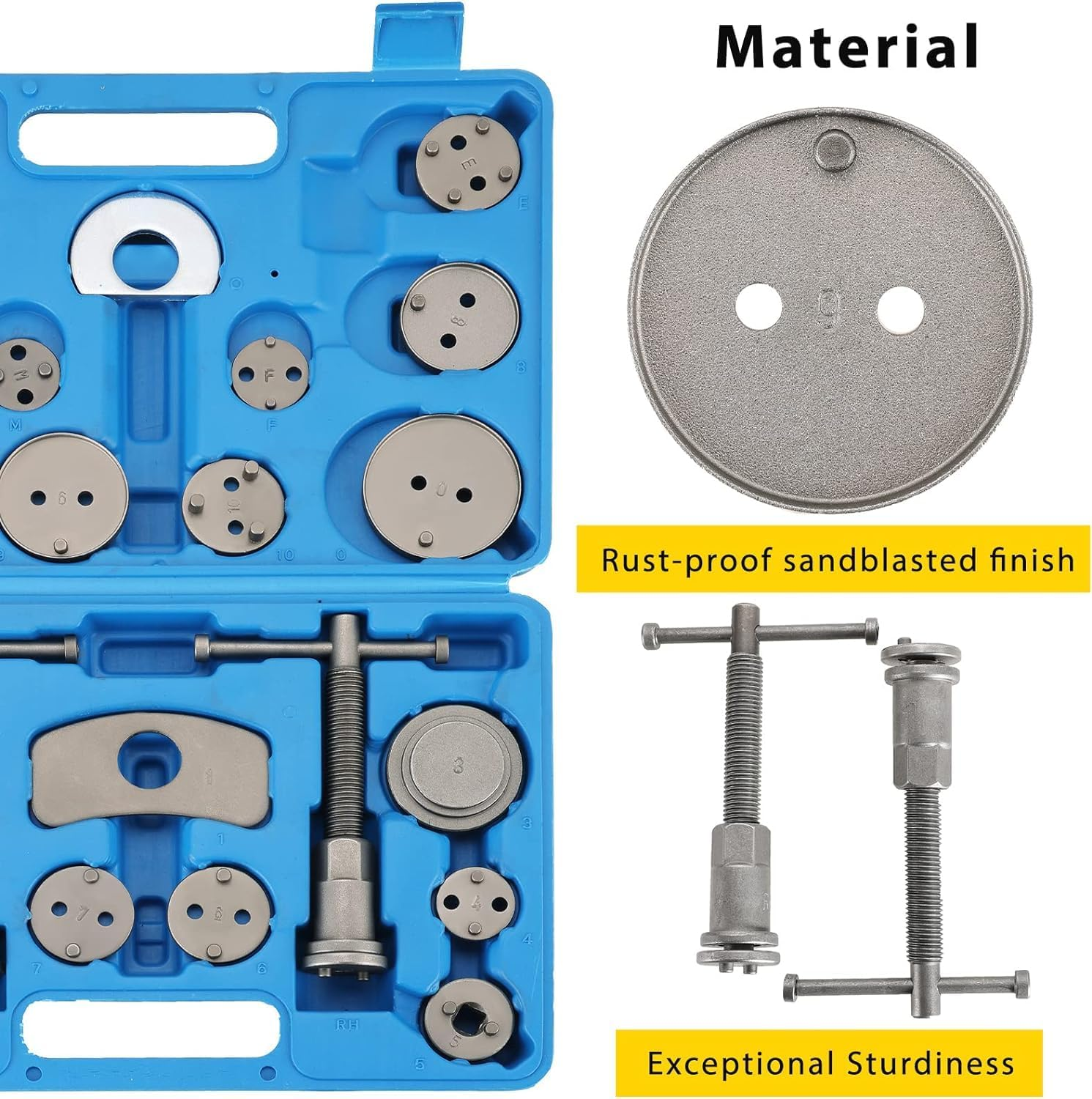 24PCS Disc Brake Caliper Tool Kit | Heavy Duty Disc Brake Piston Caliper Compressor Rewind Tool Set for Brake Pad Replacement Reset, Fits Most American European Japanese Autos (Blue) image number 5